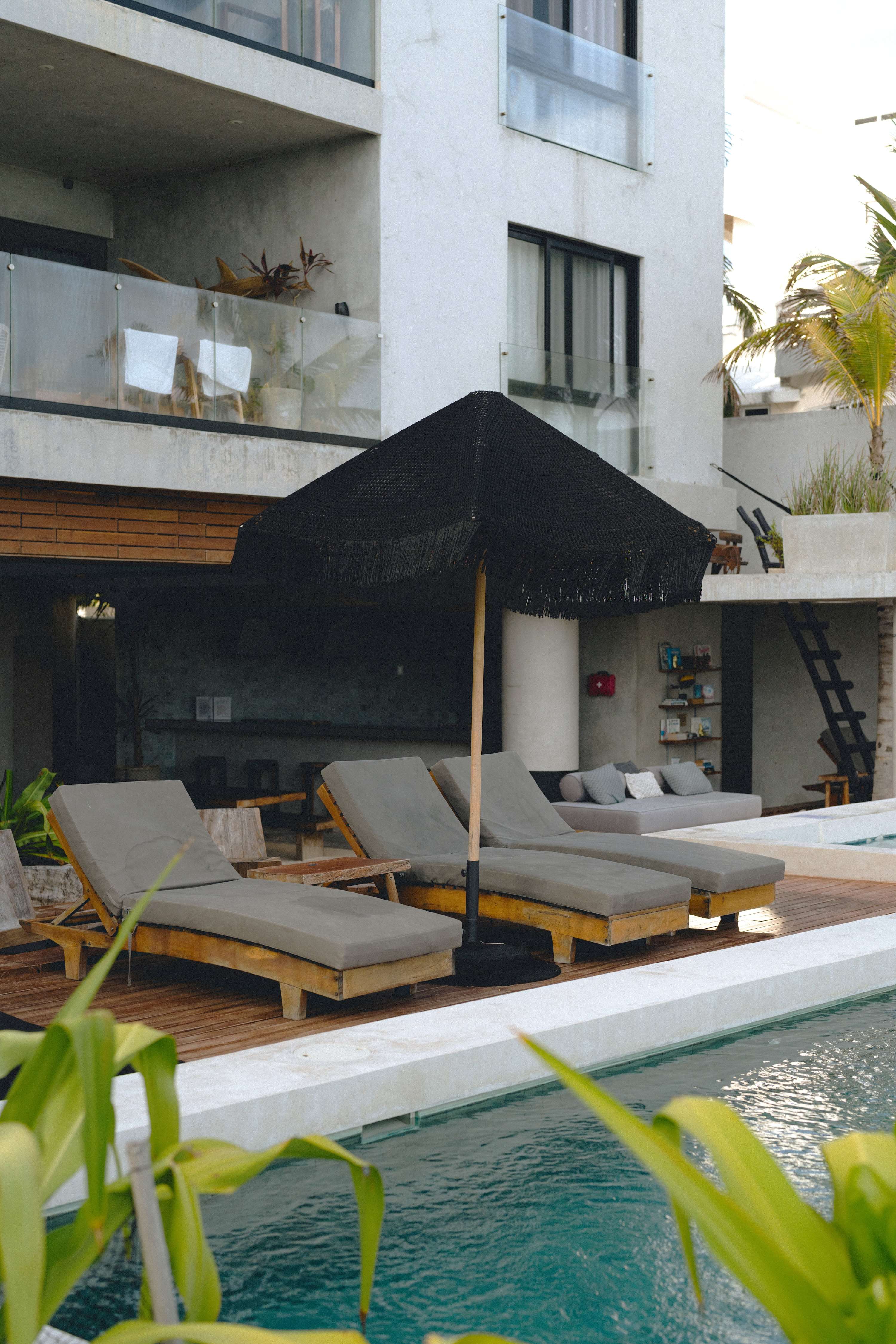 Shared pool with loungers