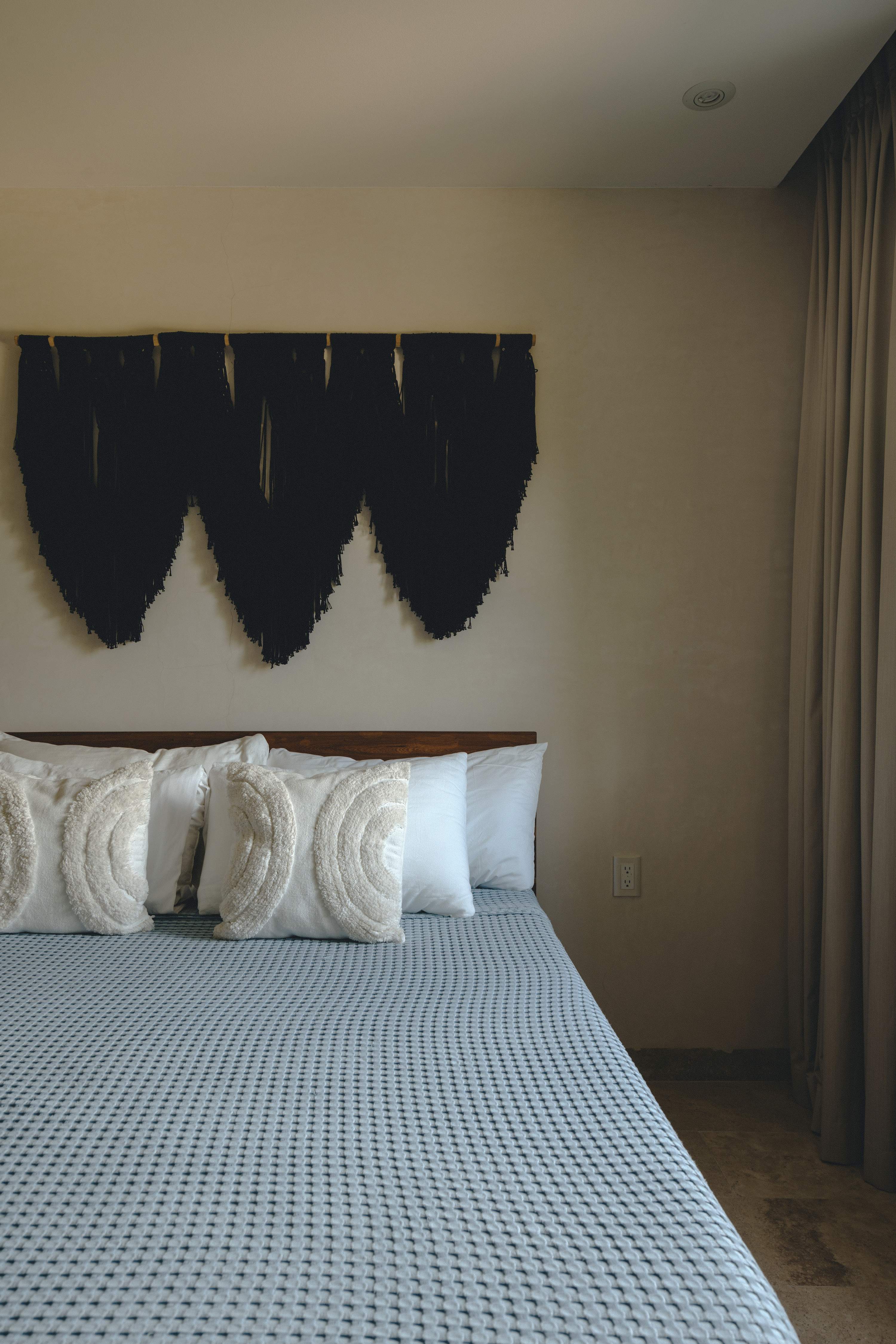Comfortable bed with lovely decor