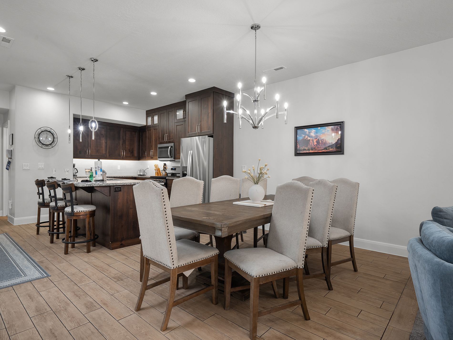 Open concept kitchen and dining space perfect for groups