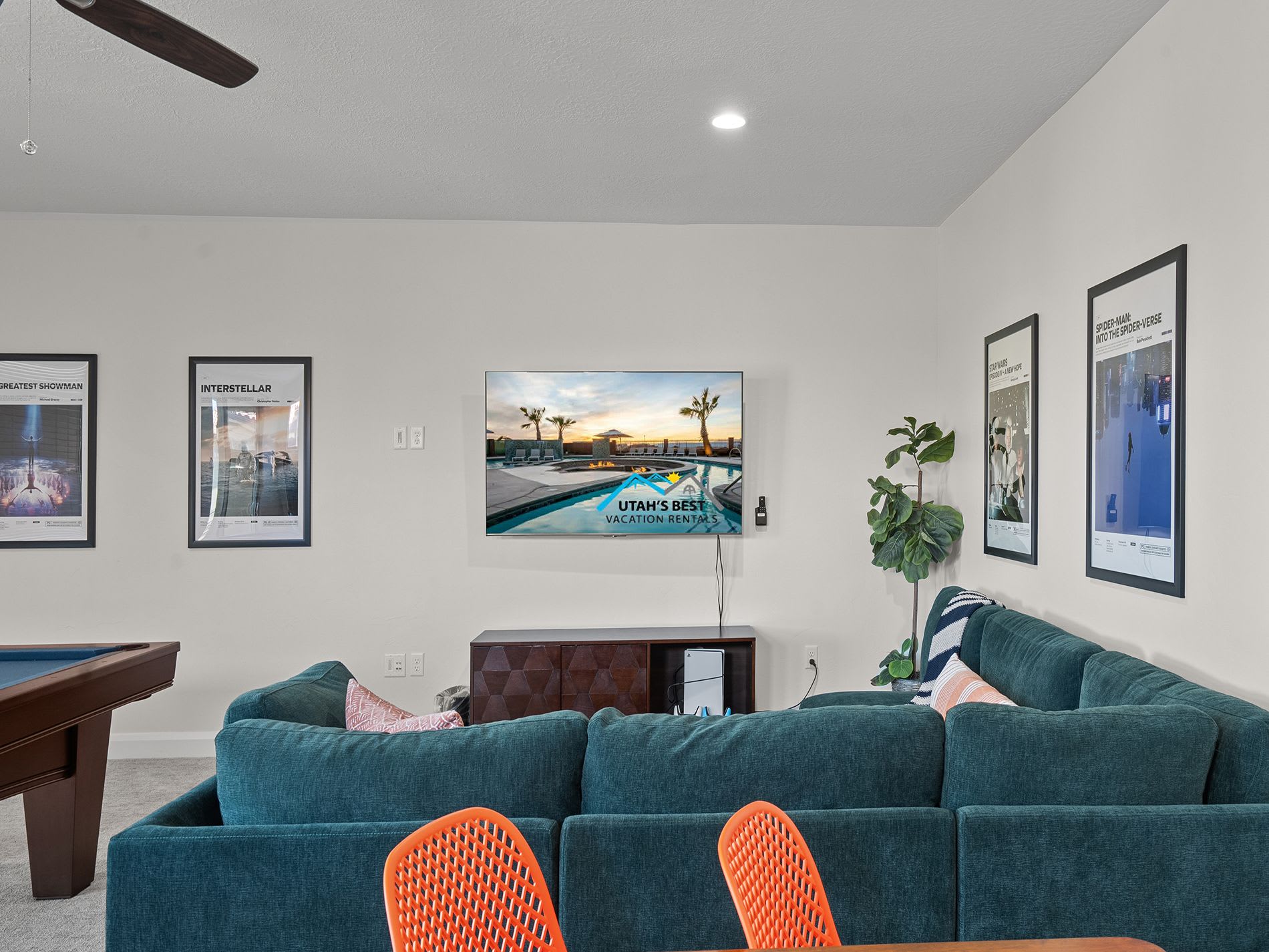 Upstairs living room with games