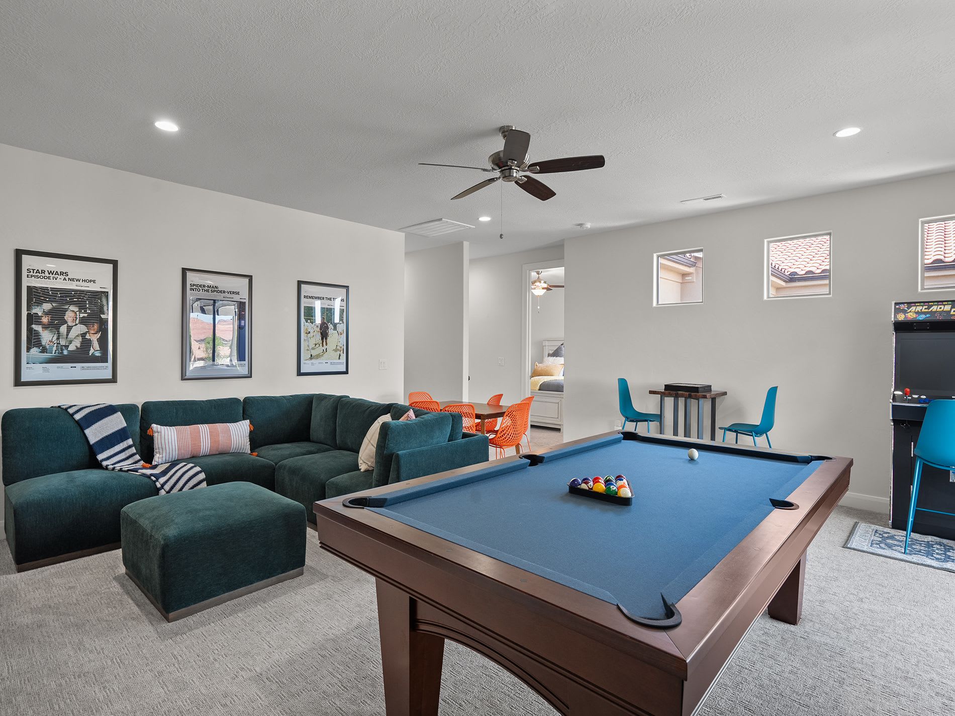 Upstairs living room with games