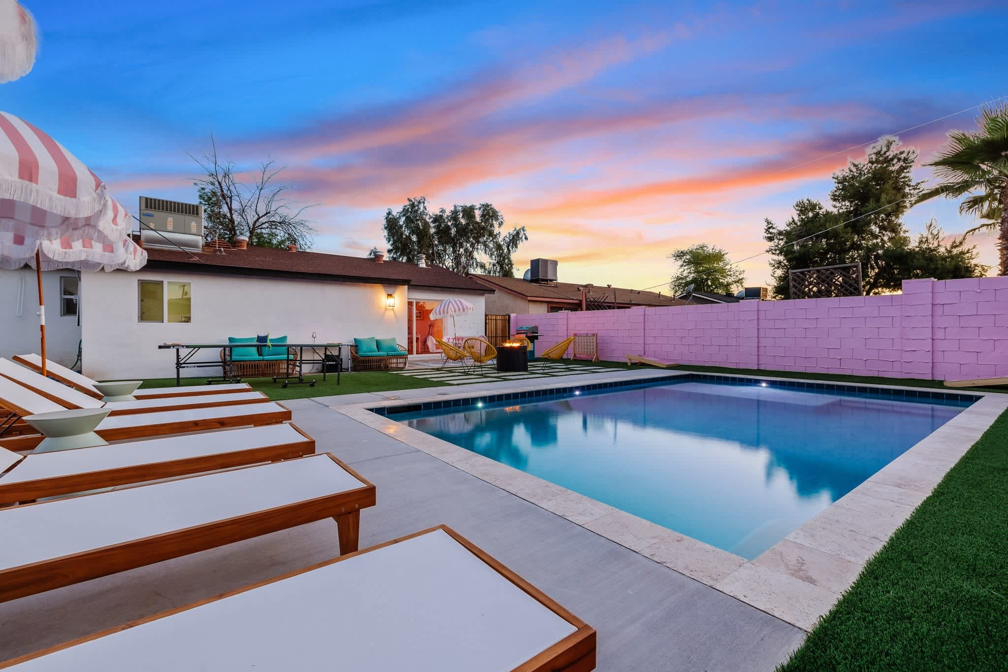 Playful 4BR retreat w/ heated pool & backyard