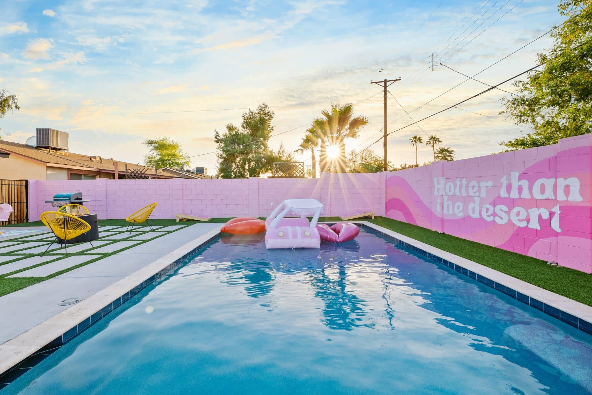 Playful 4BR retreat w/ heated pool & backyard