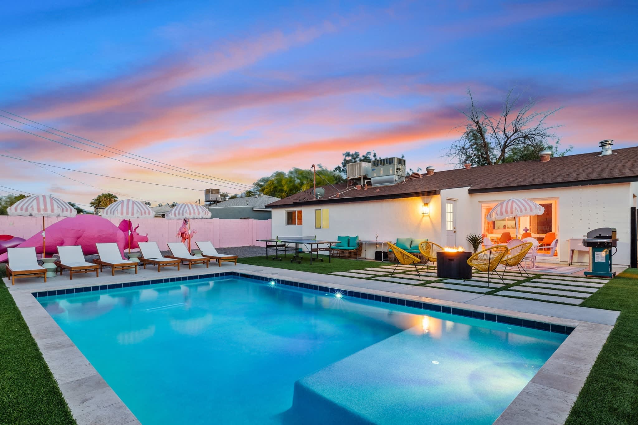 Playful 4BR retreat w/ heated pool & backyard