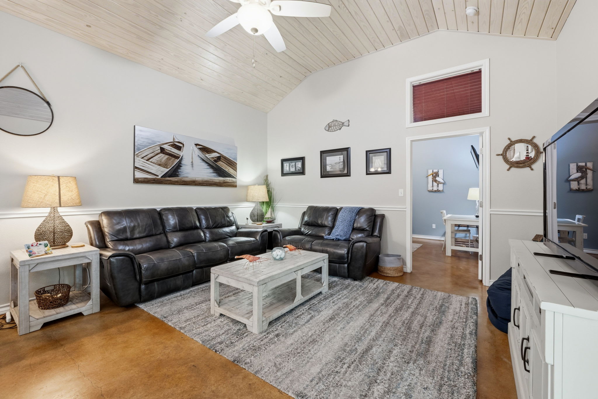 Spacious Living Room with Leather Recliners
