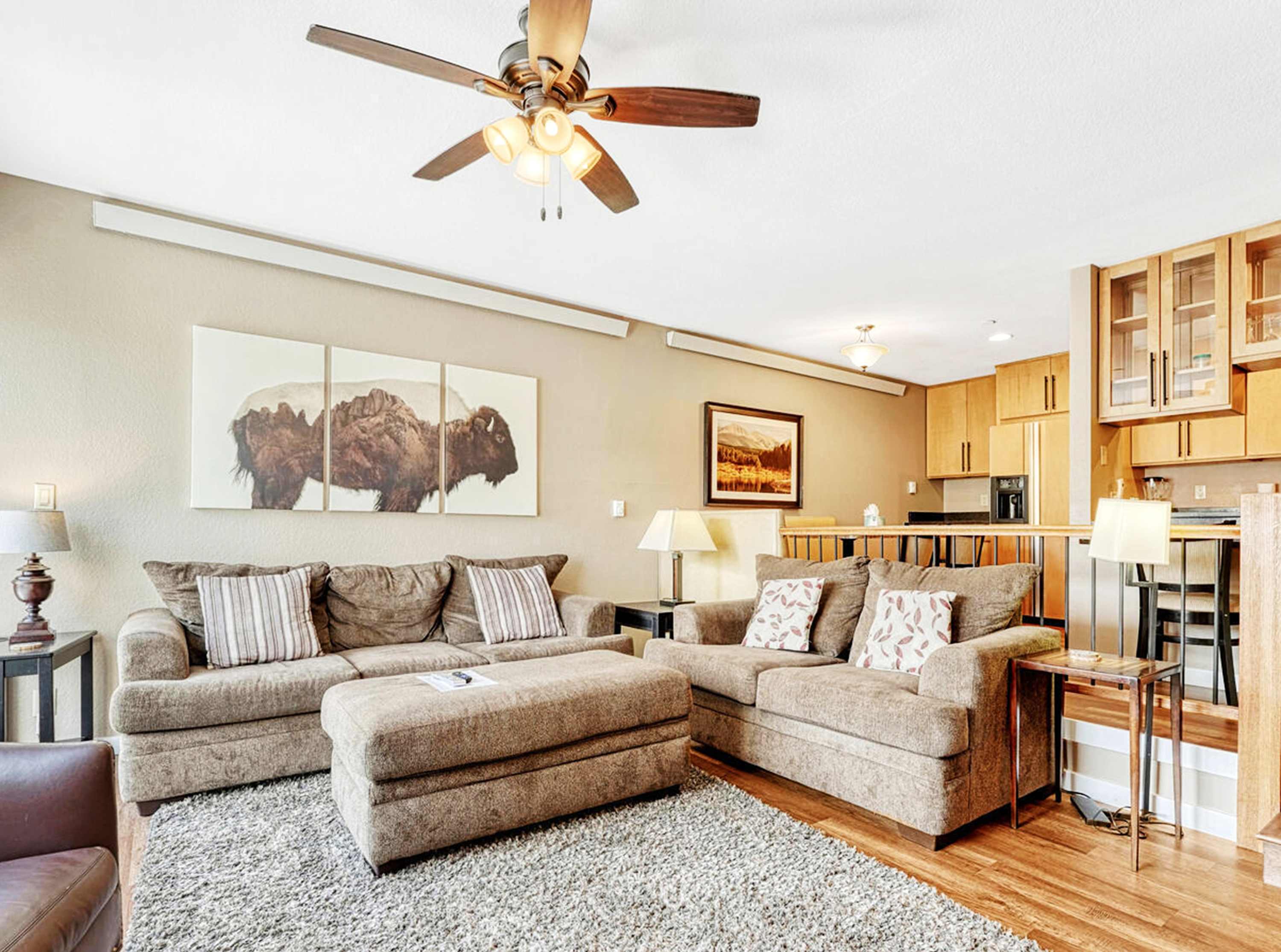 Curl up in the inviting living room & stream your favorites on the smart TV​