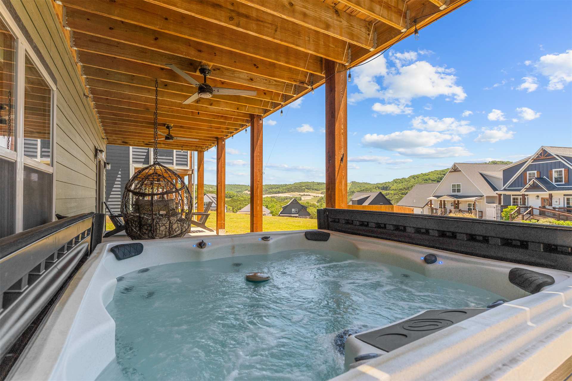 Bask in bubbling bliss in the private hot tub​