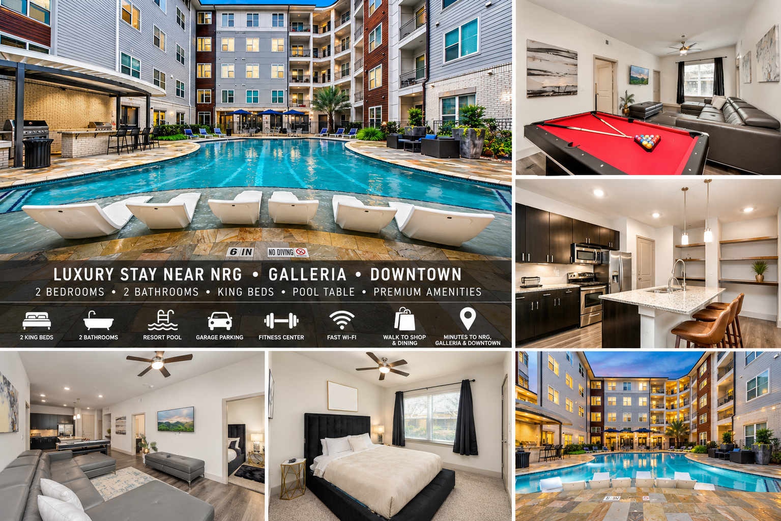 Luxury 2BR 2BA NRG Stadium World Cup Ready king Be in Houston, TX