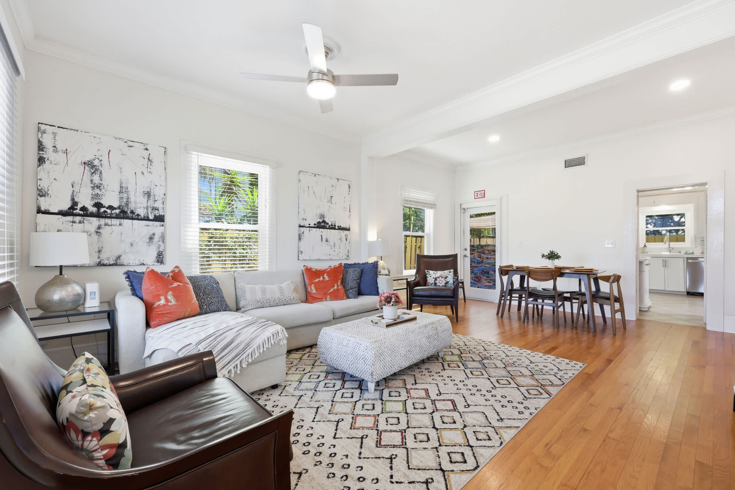 Curl up in the breezy living room & stream your favorites on the smart TV​