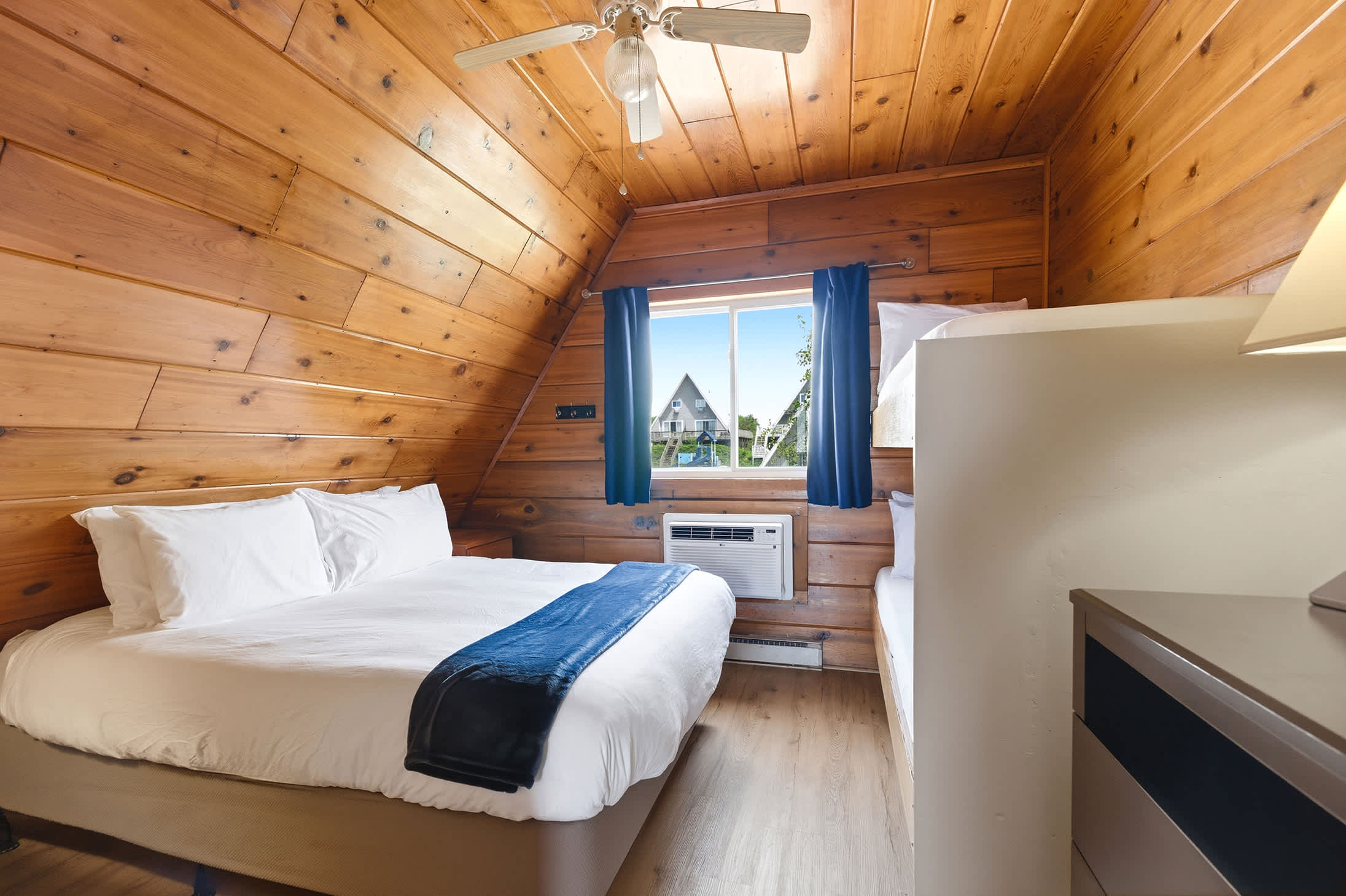 Bedroom 2 is located on the 2nd floor and has a queen and single bunk bed.