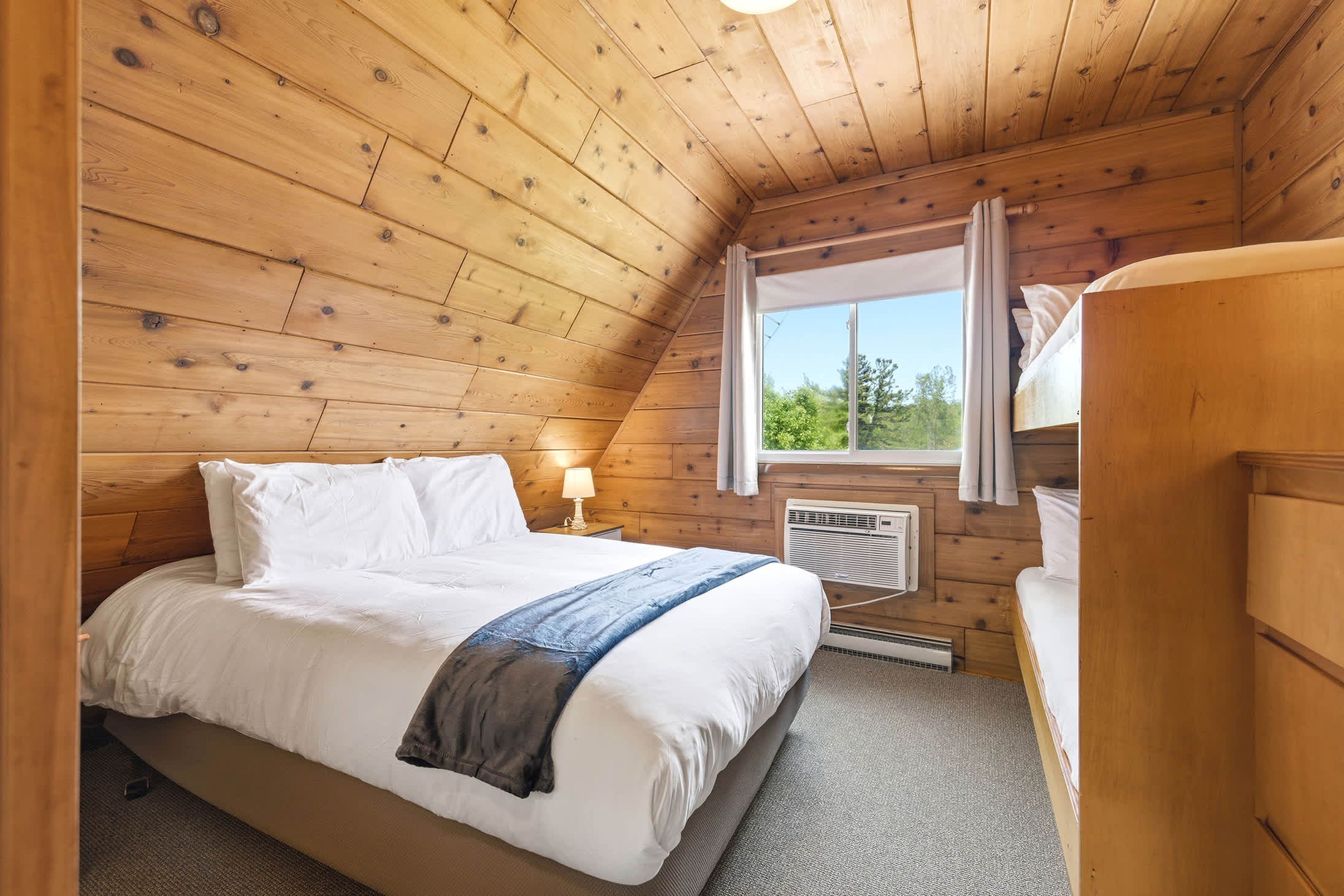 Bedroom 2 is on the 2nd floor and has a queen and single bunk bed.