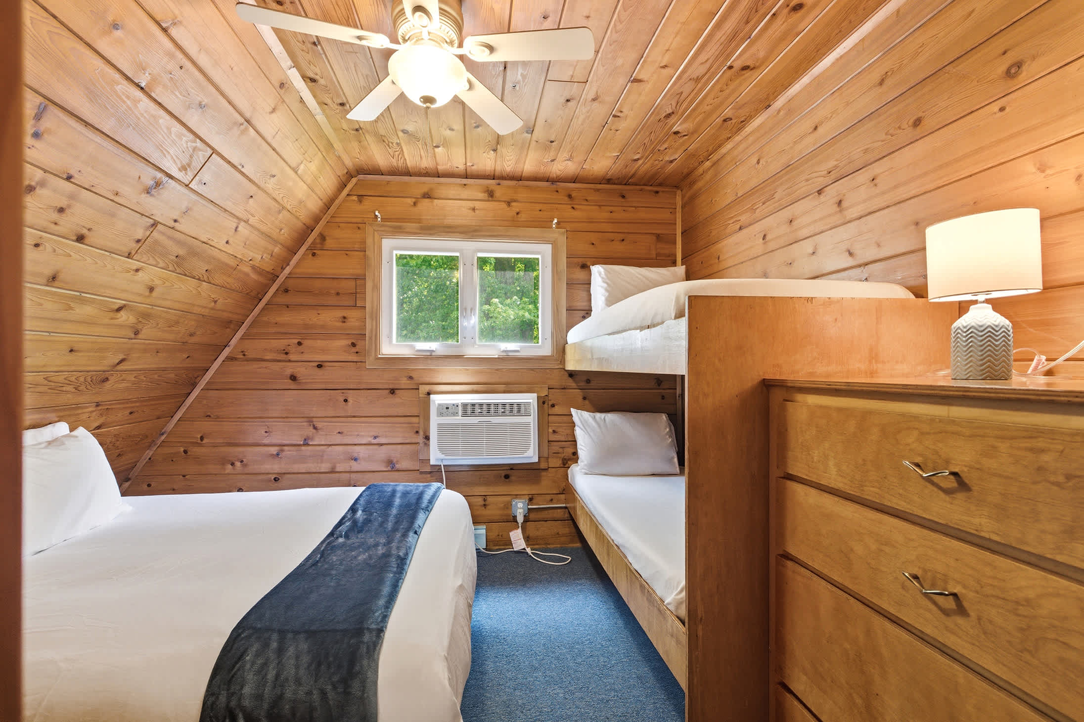 Bedroom 2 is on the 2nd floor and has a queen and single bunk bed.