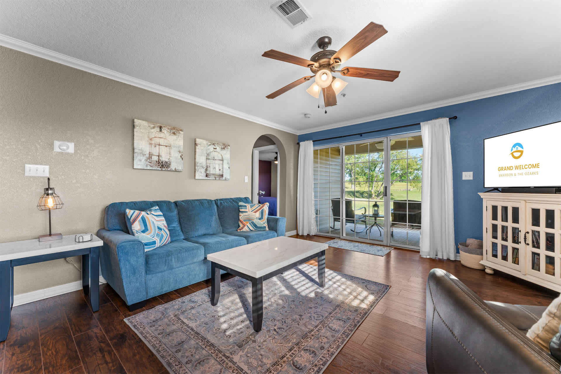 Curl up in the serene living room & stream your favorites on the smart TV​