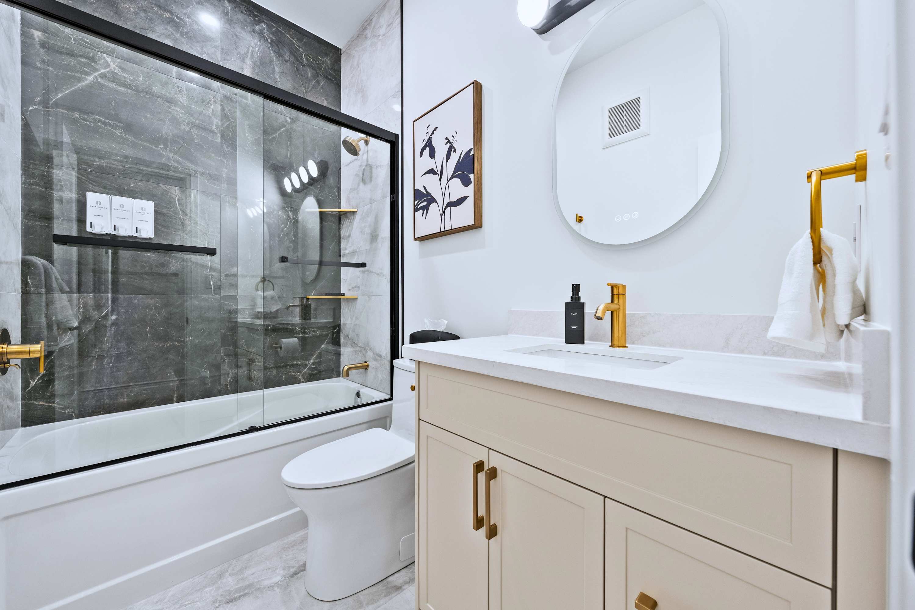Bathroom with walk in shower and bathtub, designed for a relaxing, spa like experience