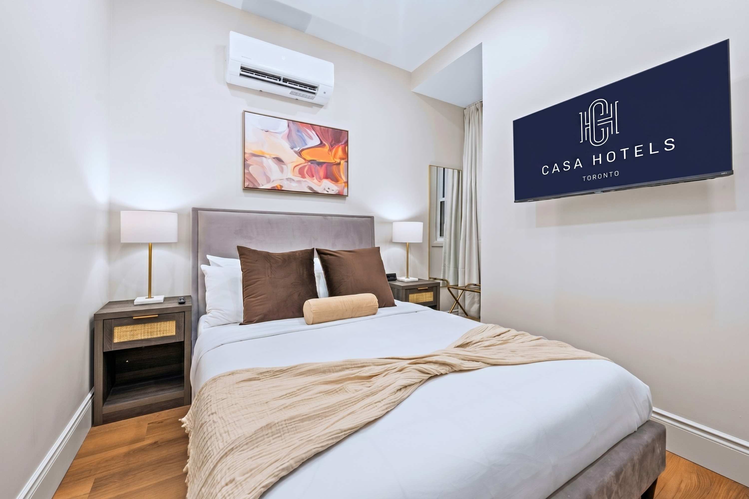 Queen bedroom with smart TV for easy entertainment and a relaxed, cozy stay