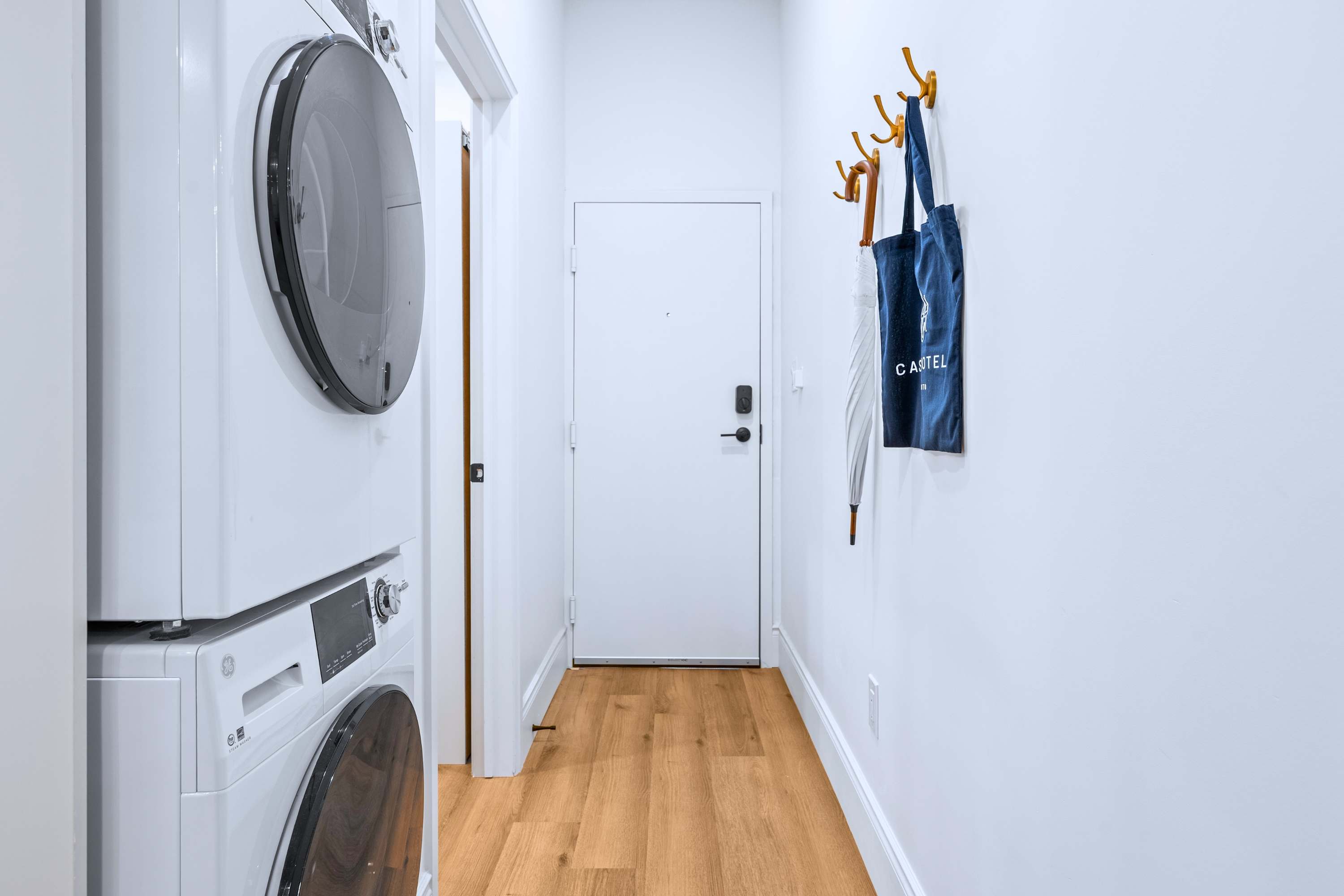 In suite washer and dryer for added convenience during longer stays and travel days