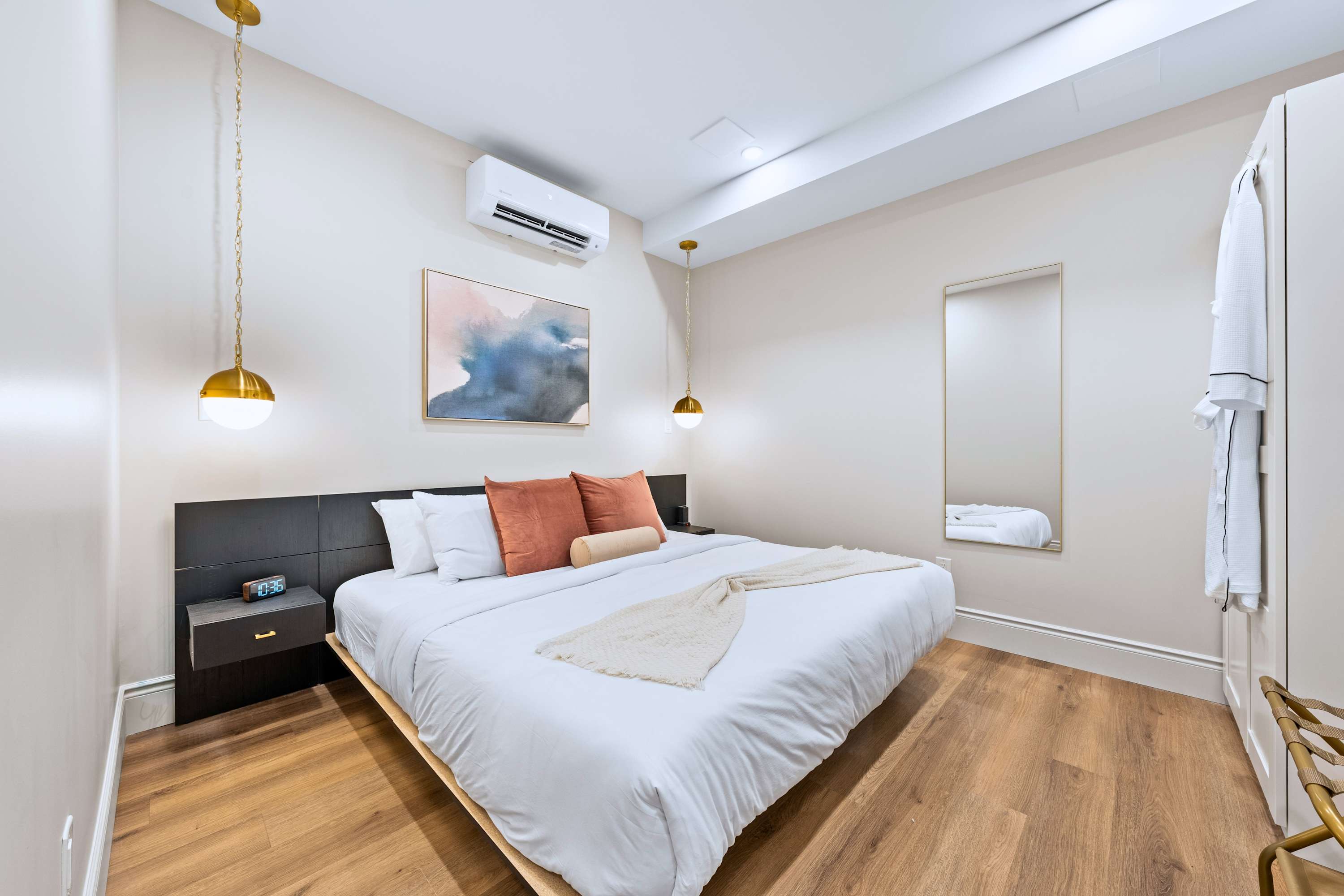 Bedroom featuring a comfortable bed and a relaxing atmosphere.