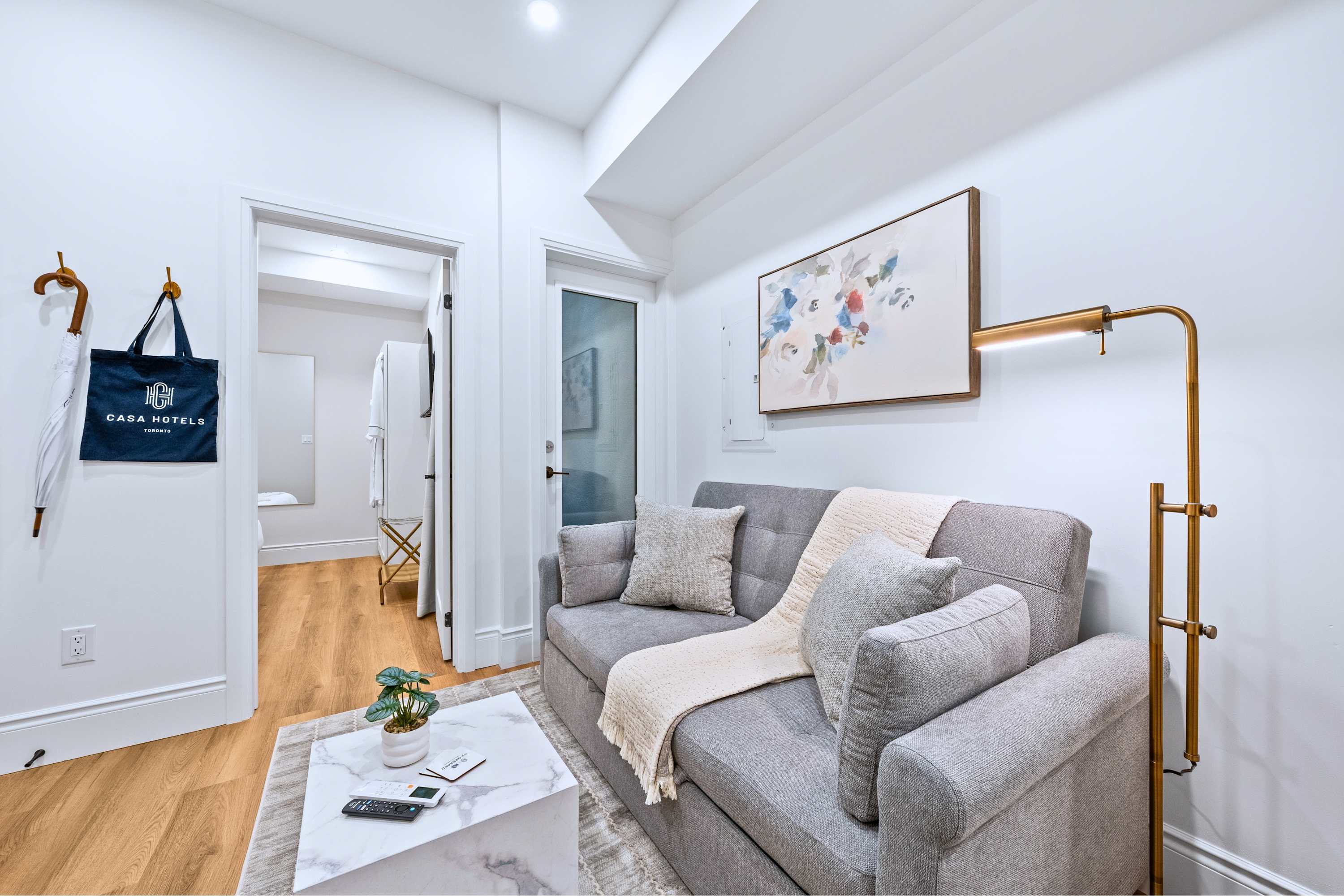 Cozy living space with a comfortable sofa bed.