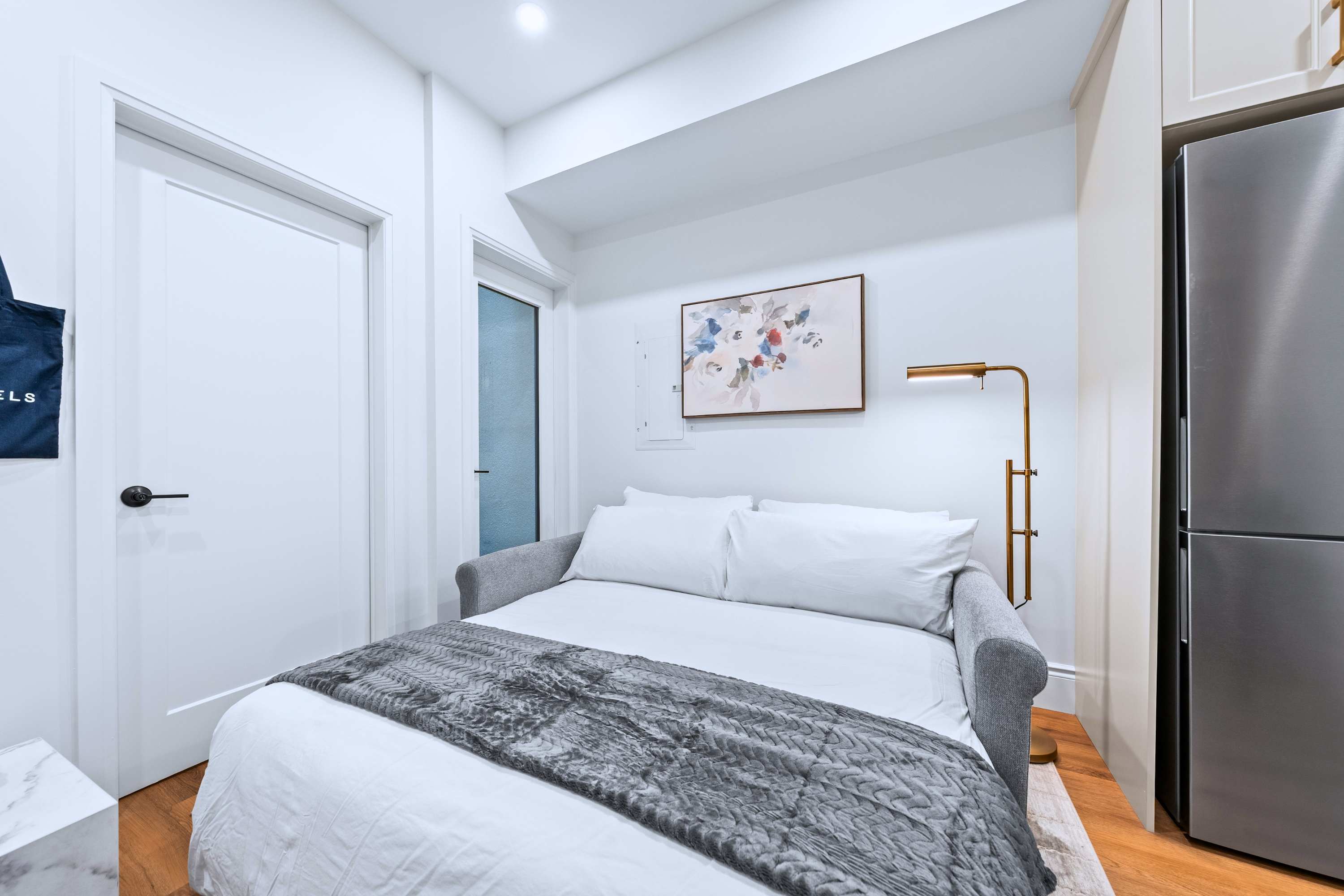 The sofa easily converts into a bed for additional sleeping space.