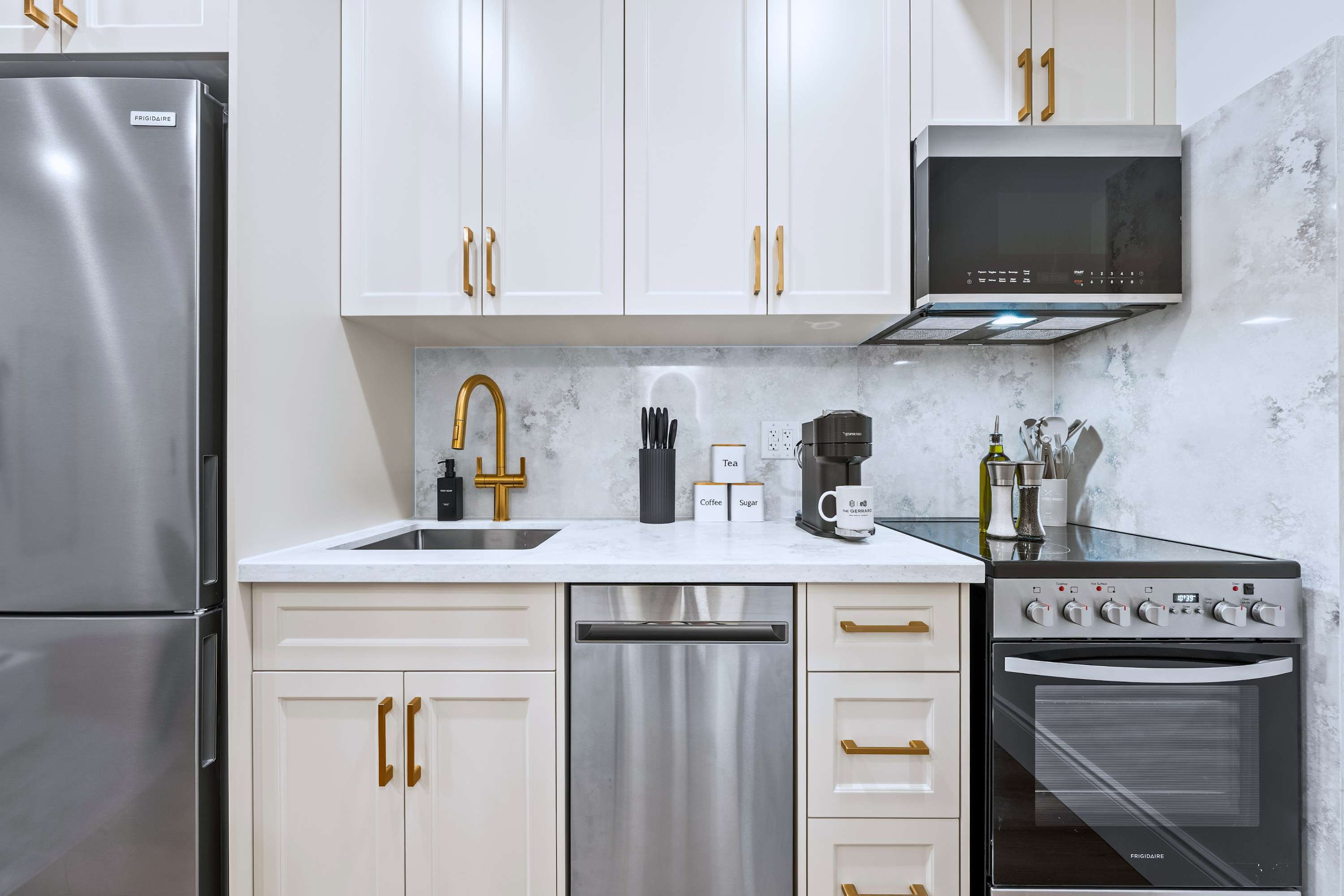 Prepare meals with ease in this functional kitchen space.