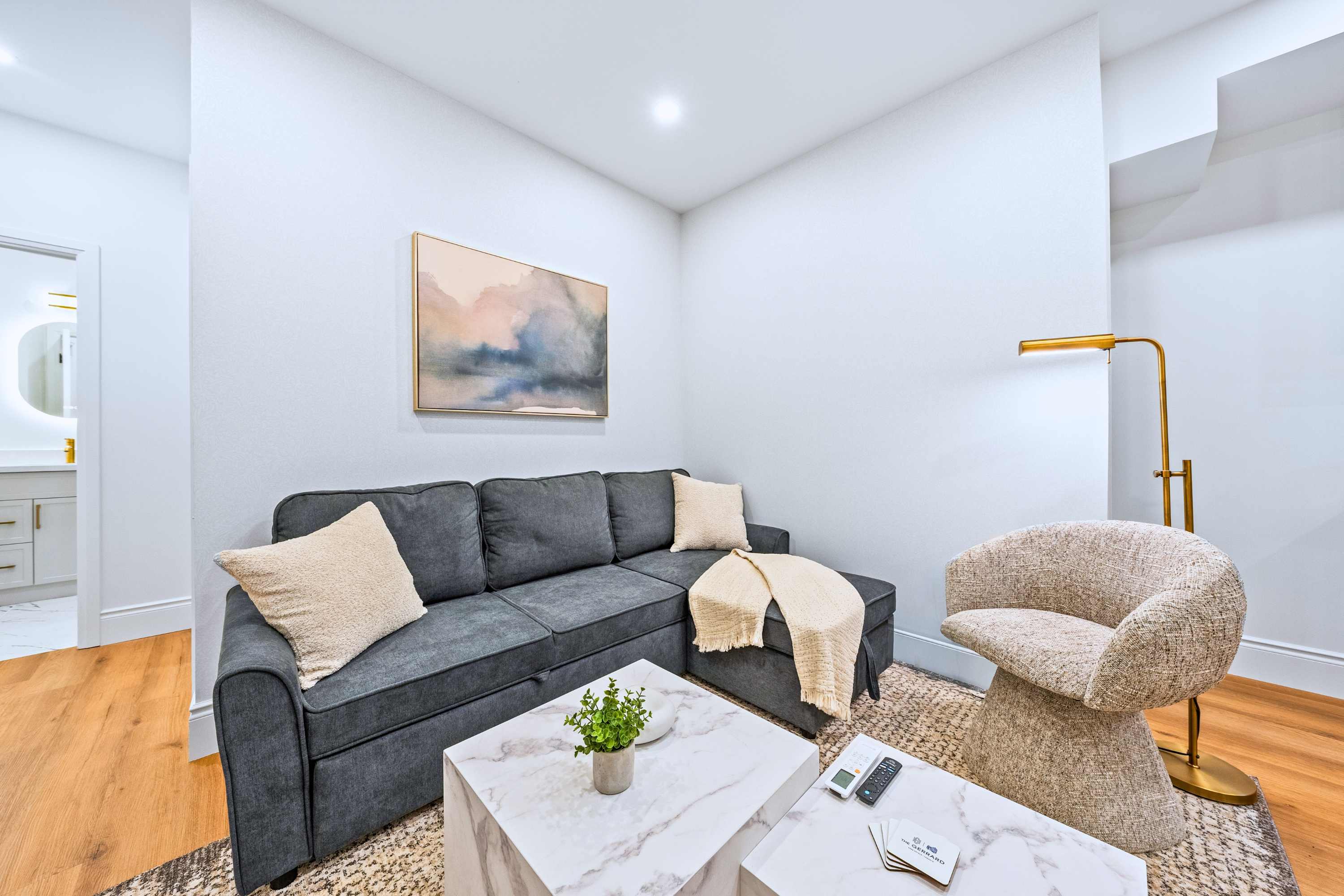 Sofa easily converts into a bed for additional sleeping space.