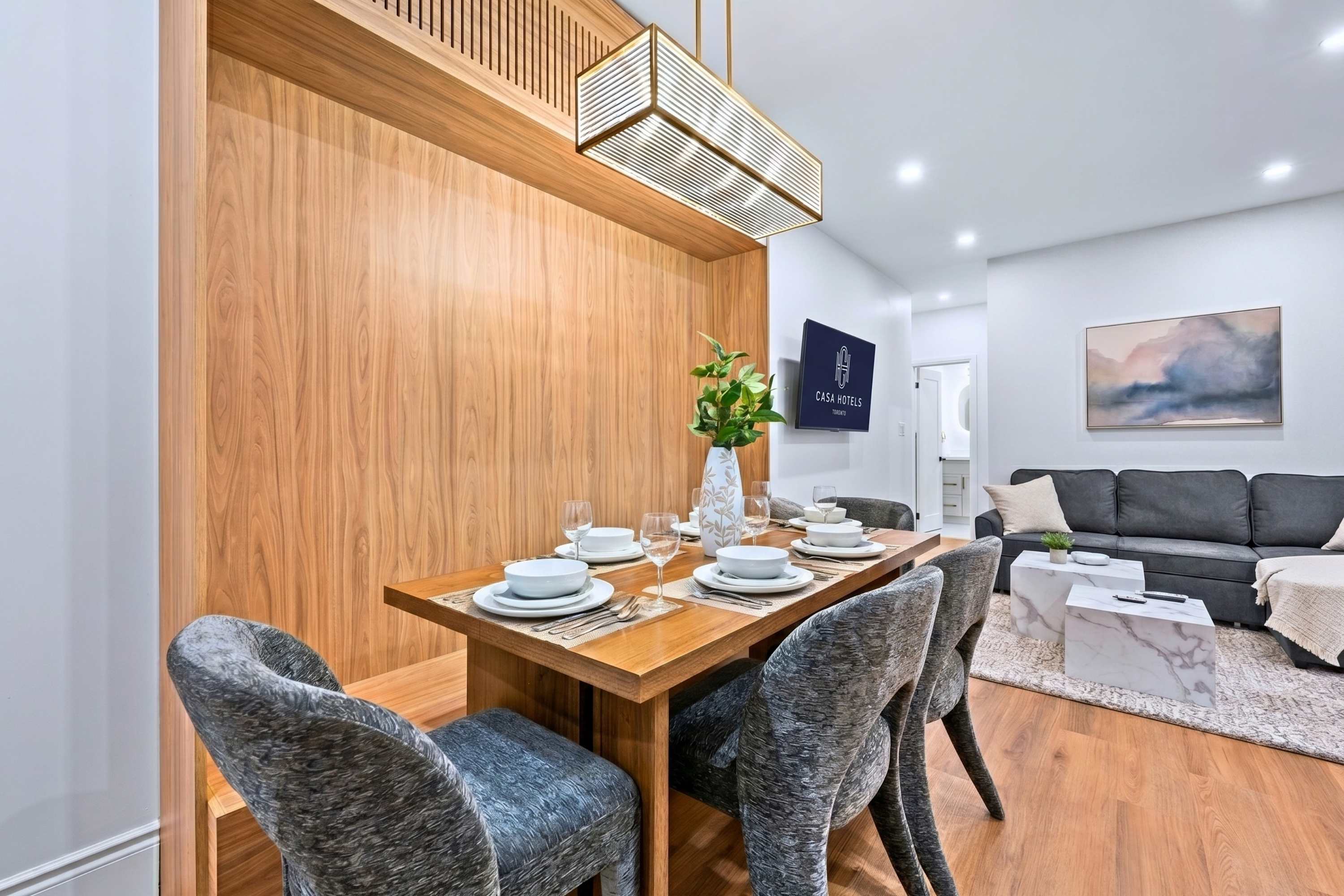 Comfortable dining setup for enjoying time together.
