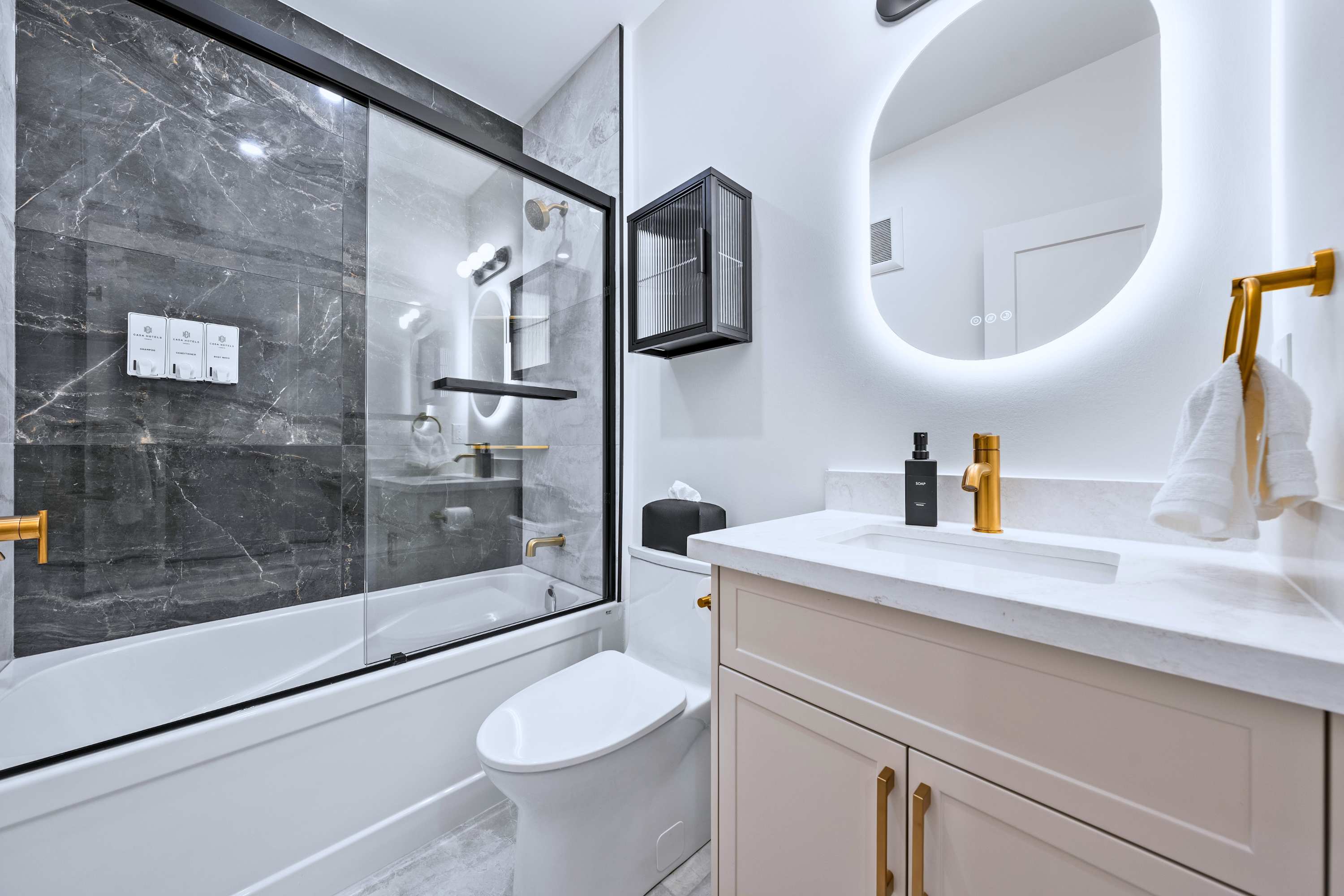 Clean, modern bathroom with a walk in shower designed for a refreshing reset anytime