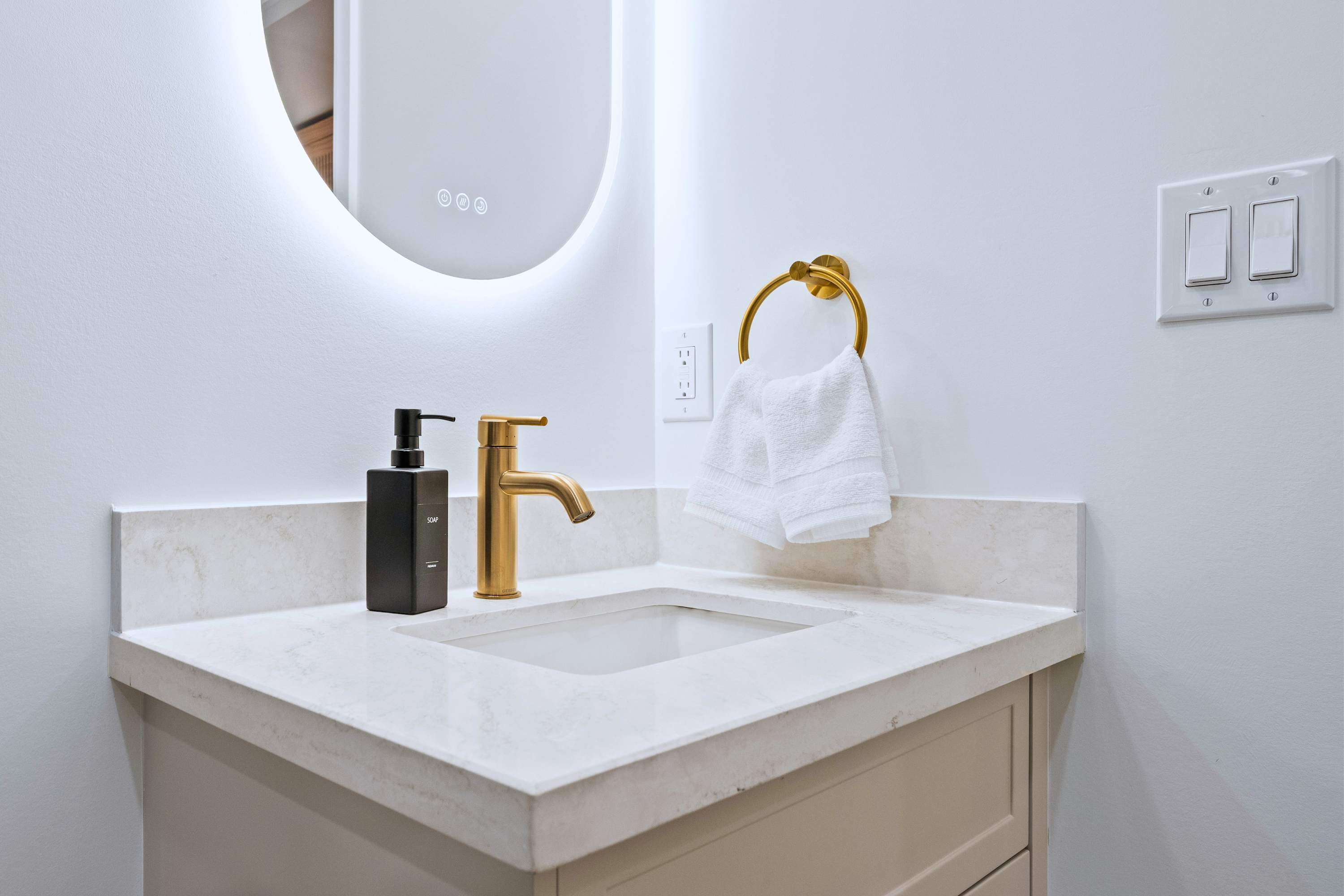 Bathroom with bright mirror setup for effortless getting ready and daily routines