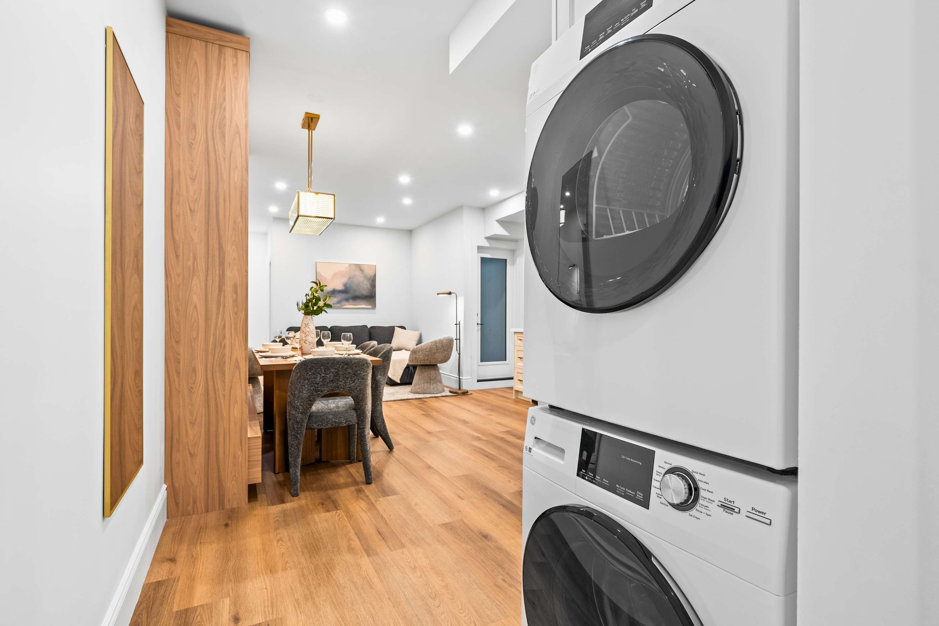 In suite washer and dryer designed for easy longer stays and everyday convenience