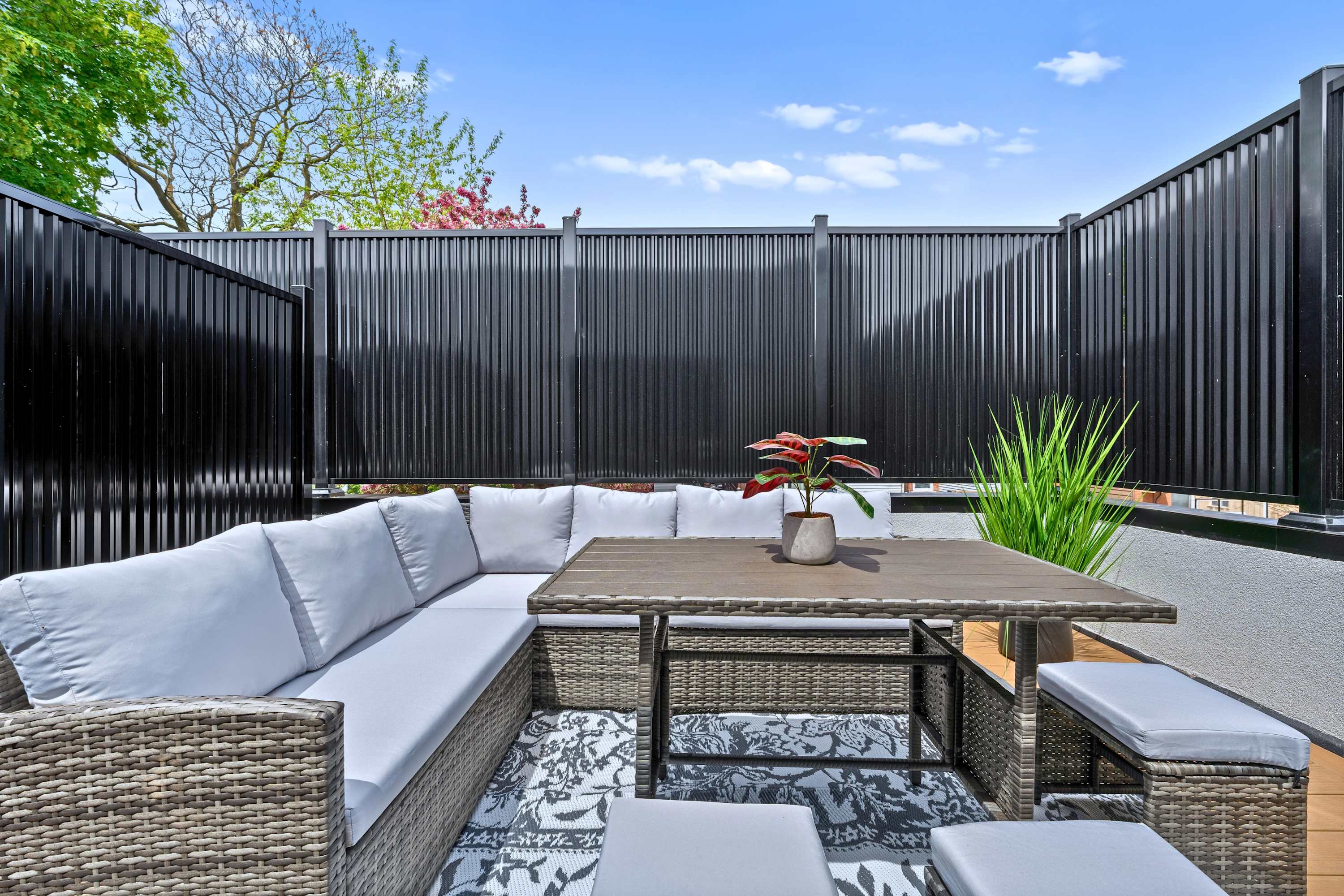 Step out anytime to your private patio, whenever you feel like lounging and quiet outdoor moments.