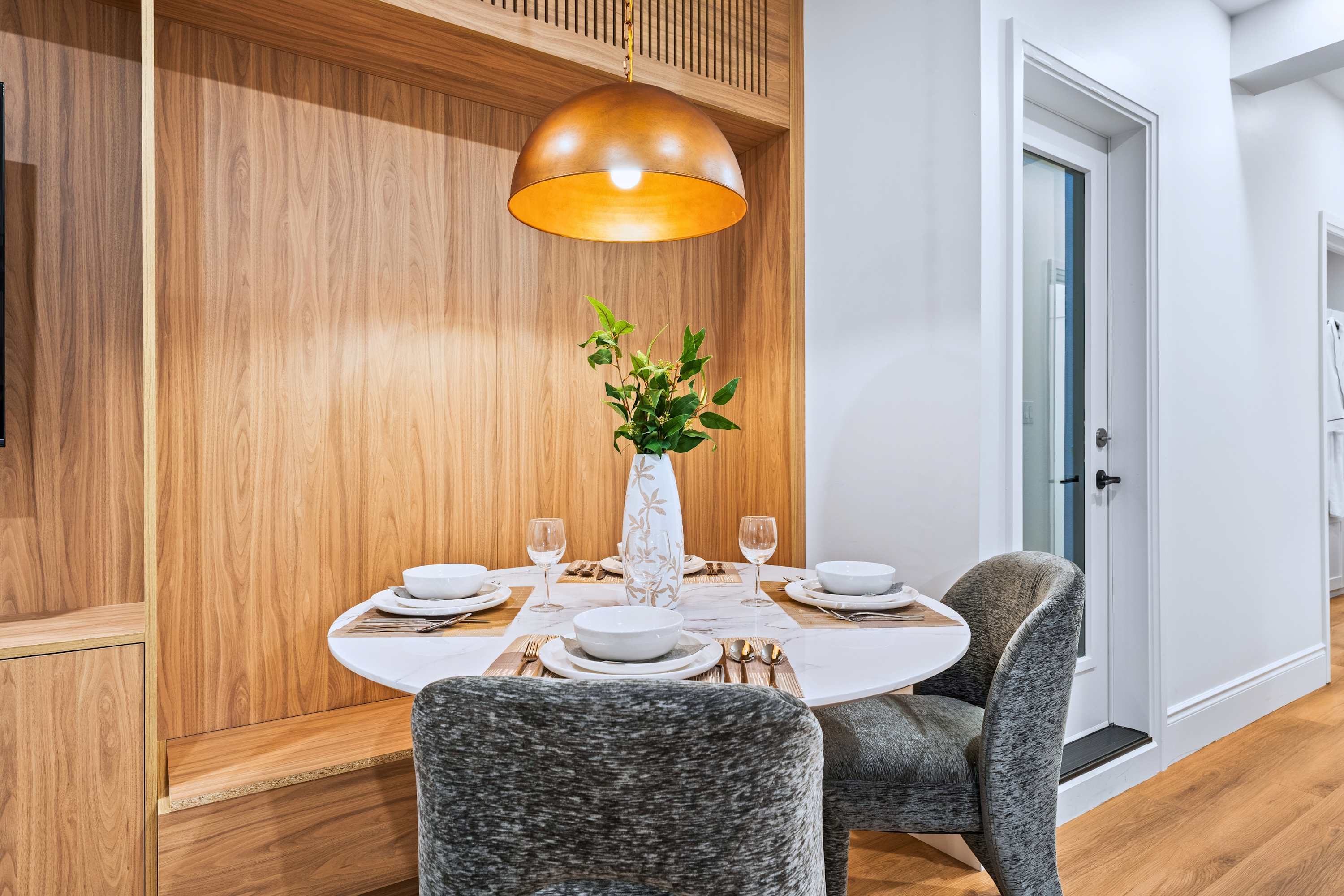 Gather together and enjoy meals in the dining area.