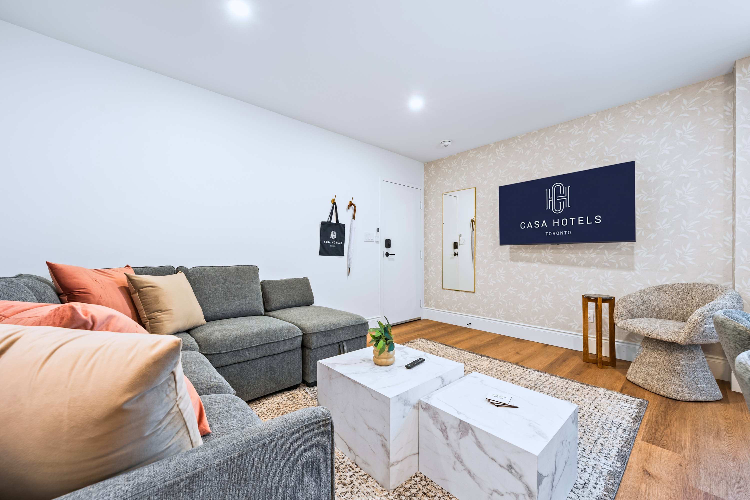 Stylish living space that easily transforms into additional guest sleeping.