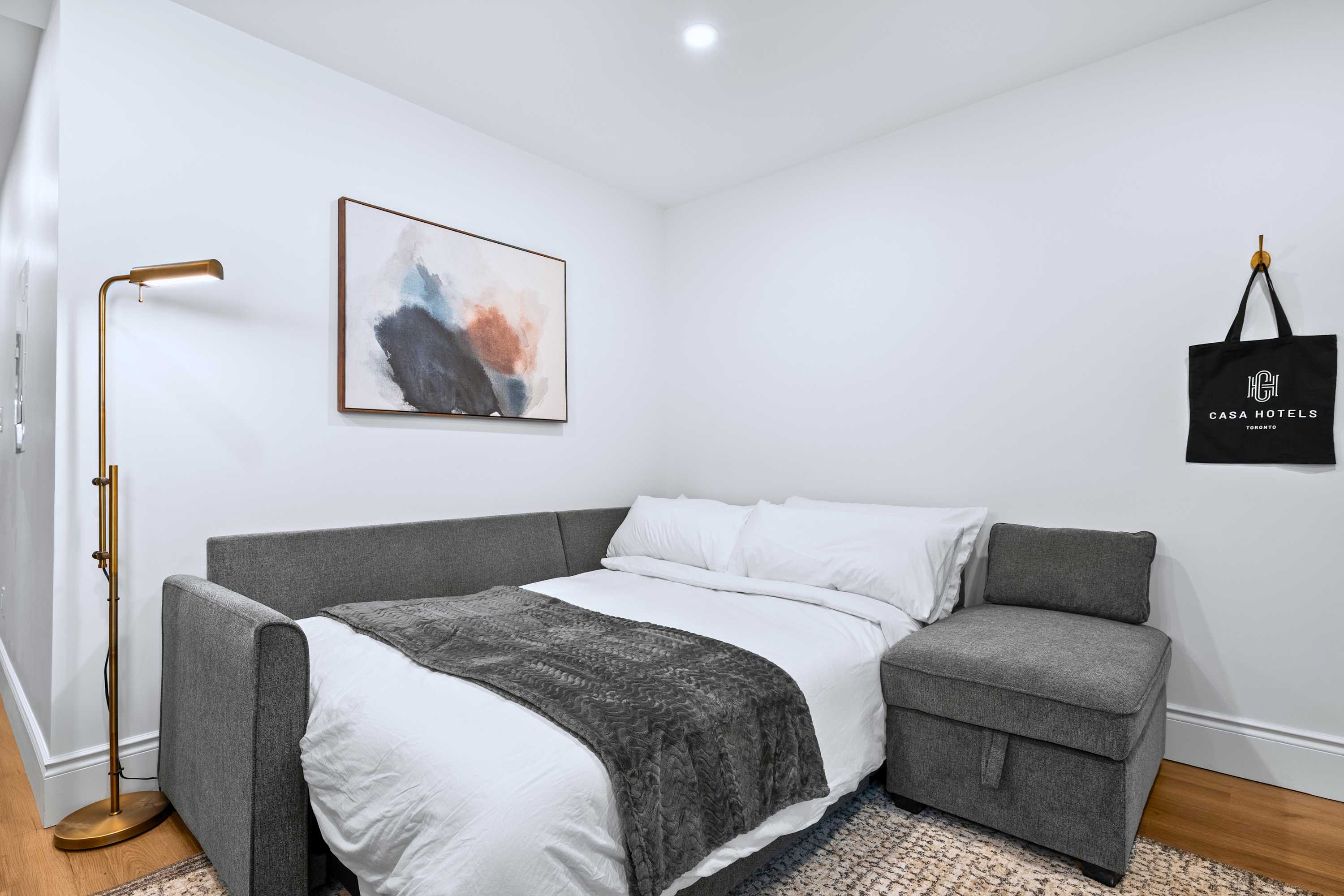 Sofa easily converts into a bed for additional sleeping space.
