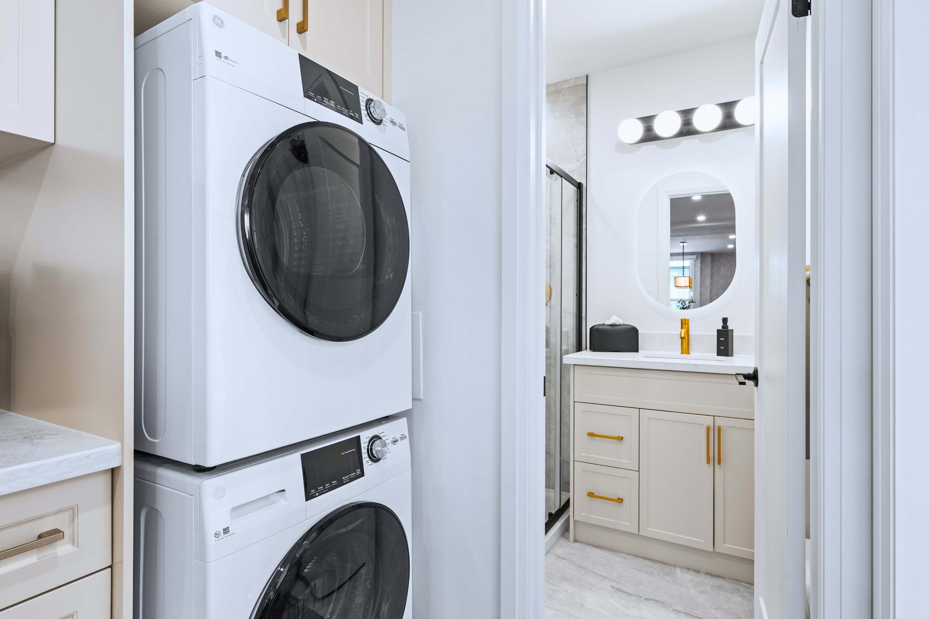 Convenient in-suite laundry setup for an effortless home-away experience.