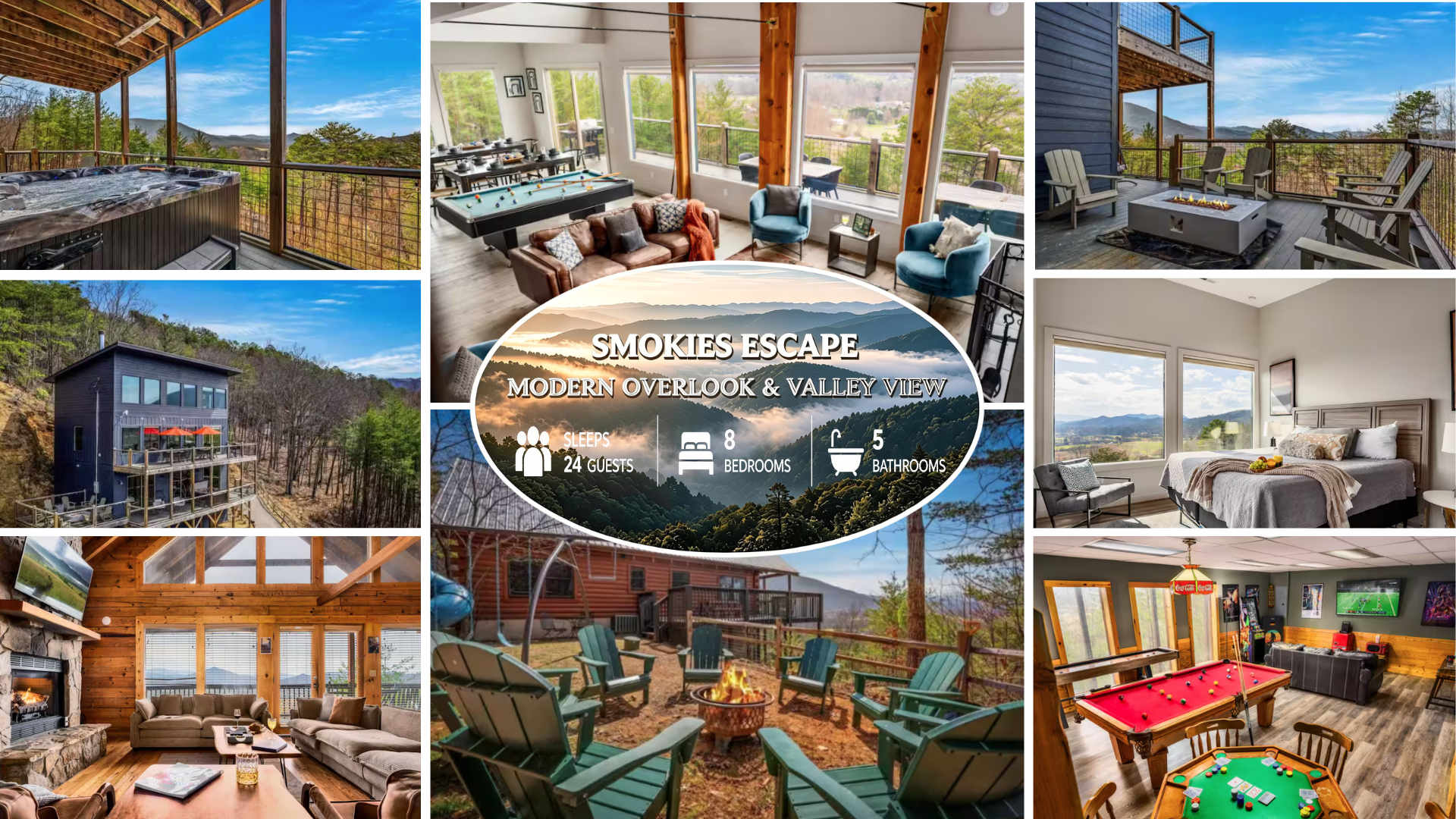 Two cabins - Sleeps 24 - Views - Games - Outdoors