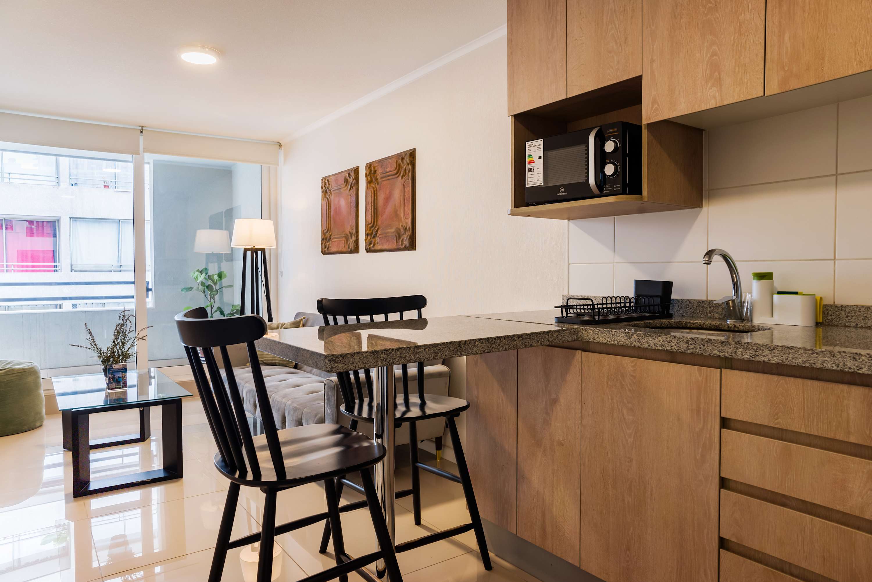 Santiago: 1BR Apartment with Balcony and Views