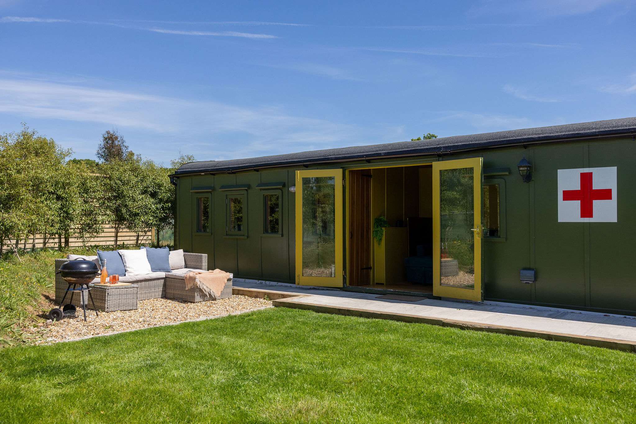 A unique stay in a restored WW2 ambulance train carriage. Enjoy the tranquil garden views from your doorstep.