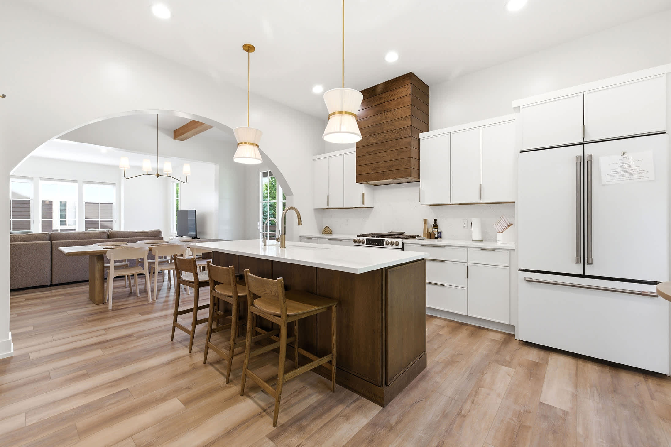 A chef-worthy kitchen that keeps the whole group in view.