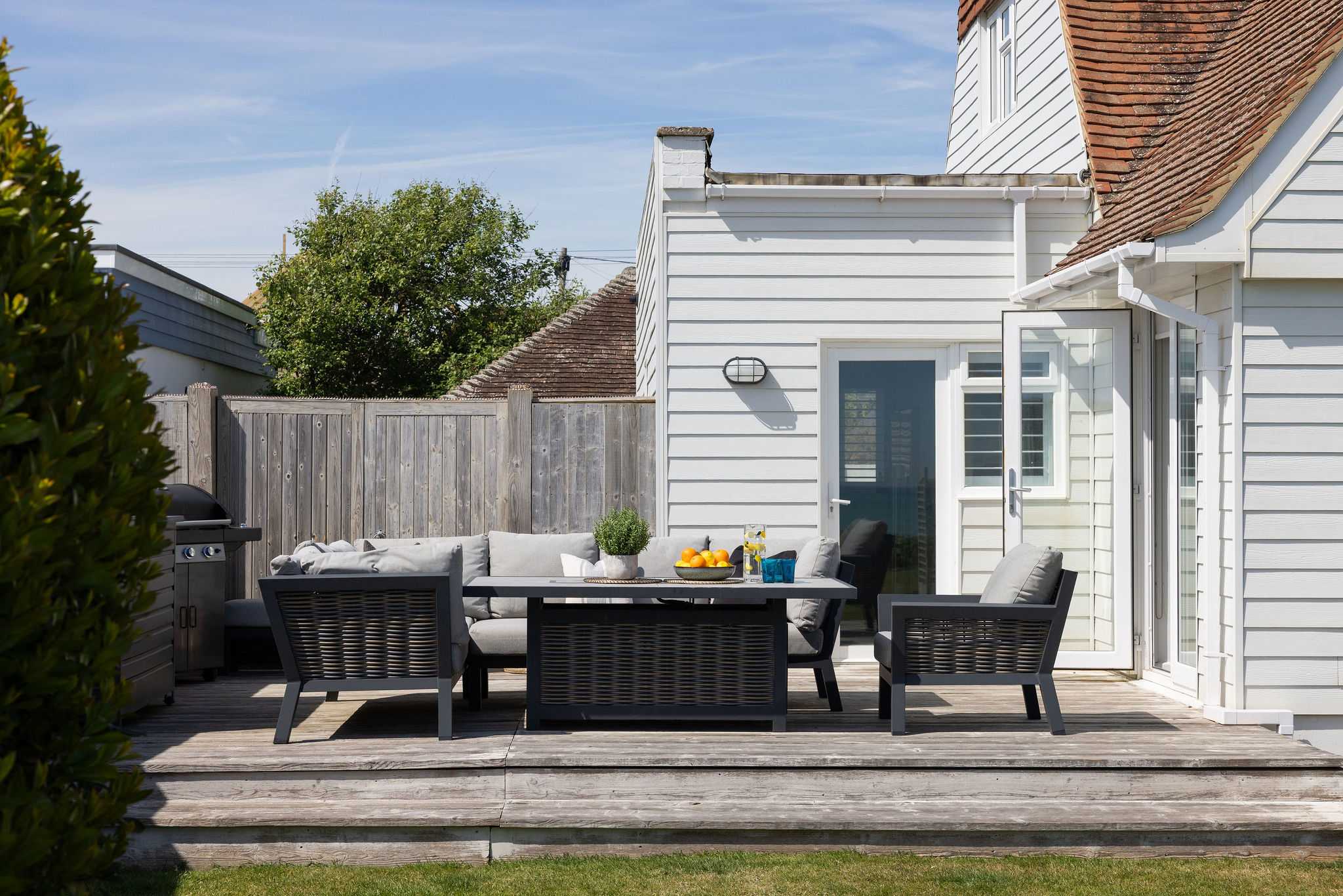 Large sun deck for alfresco dining.