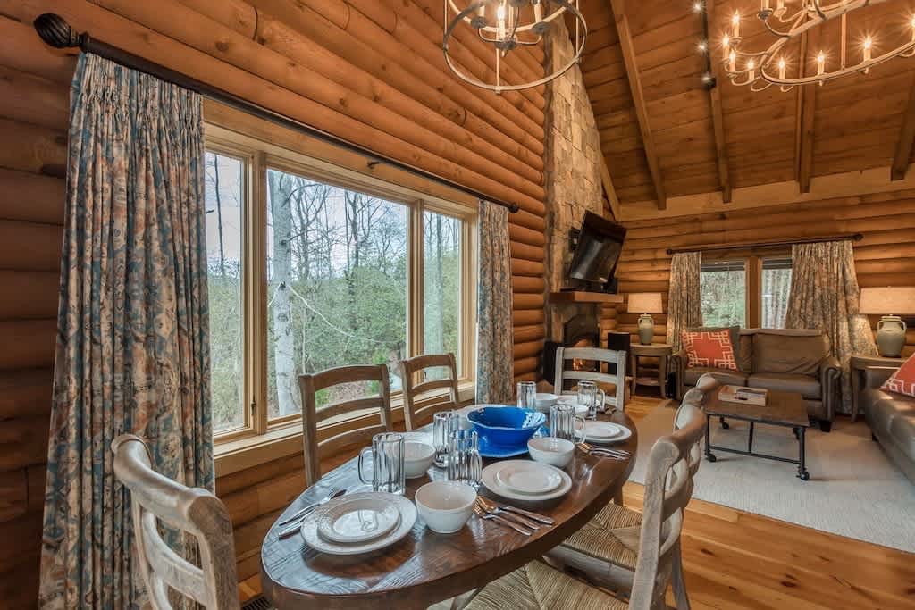 LUXURY LOG CABIN WITH MOUNTAIN VIEW | HOT TUB