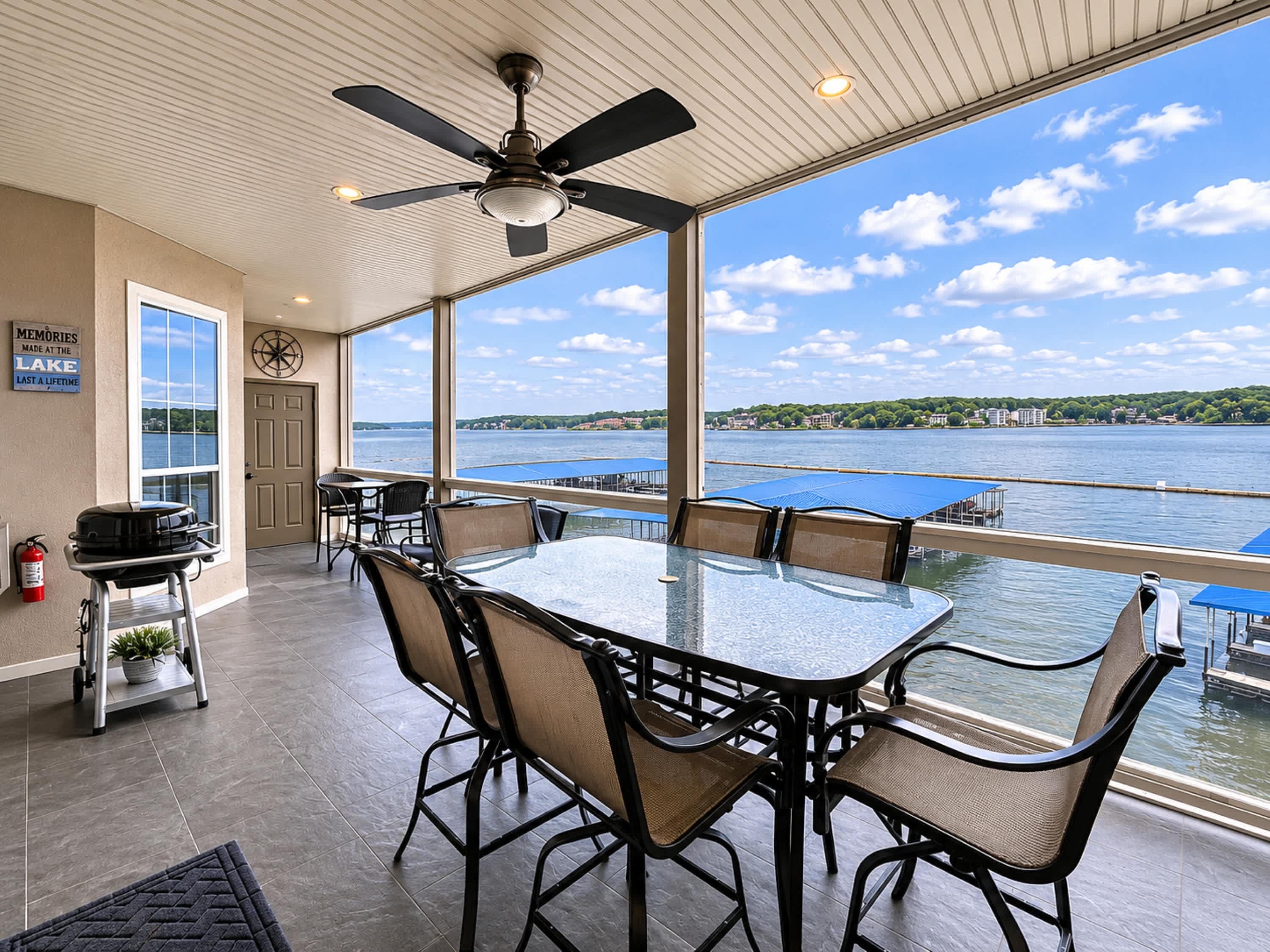 Lounge the day away or dine alfresco with lake views on the balcony​
