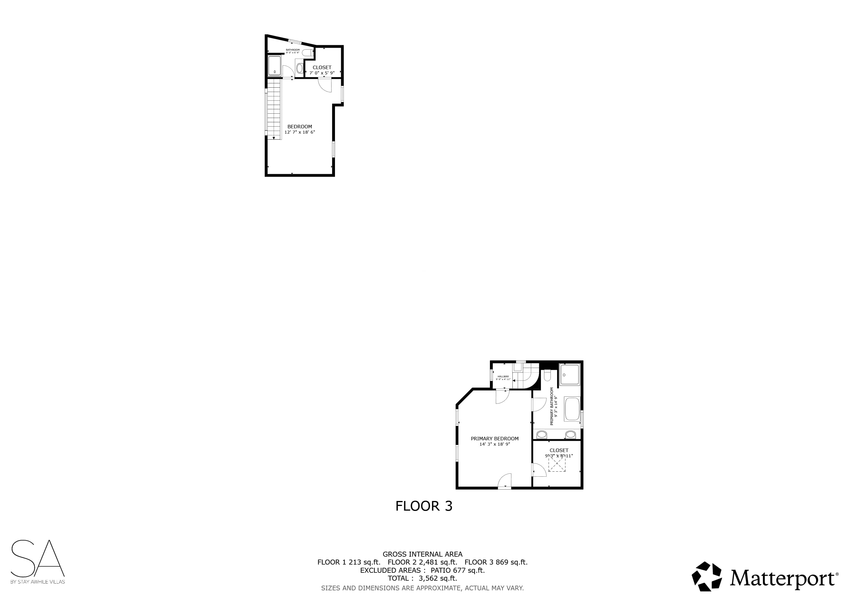 See how the upper level creates privacy between the suites and shared spaces.