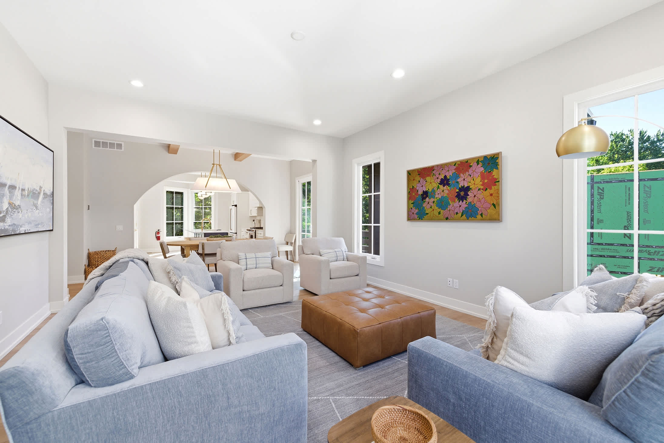 Open layout living creates room for group meals, games, and downtime.