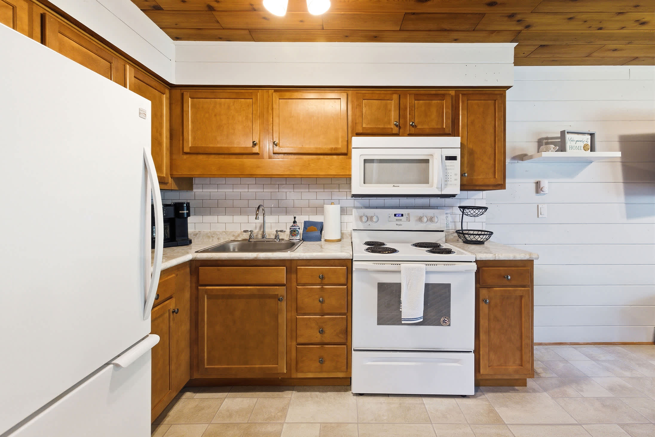 Full kitchen amenities with everything you need to cook meals at Chalet #96.