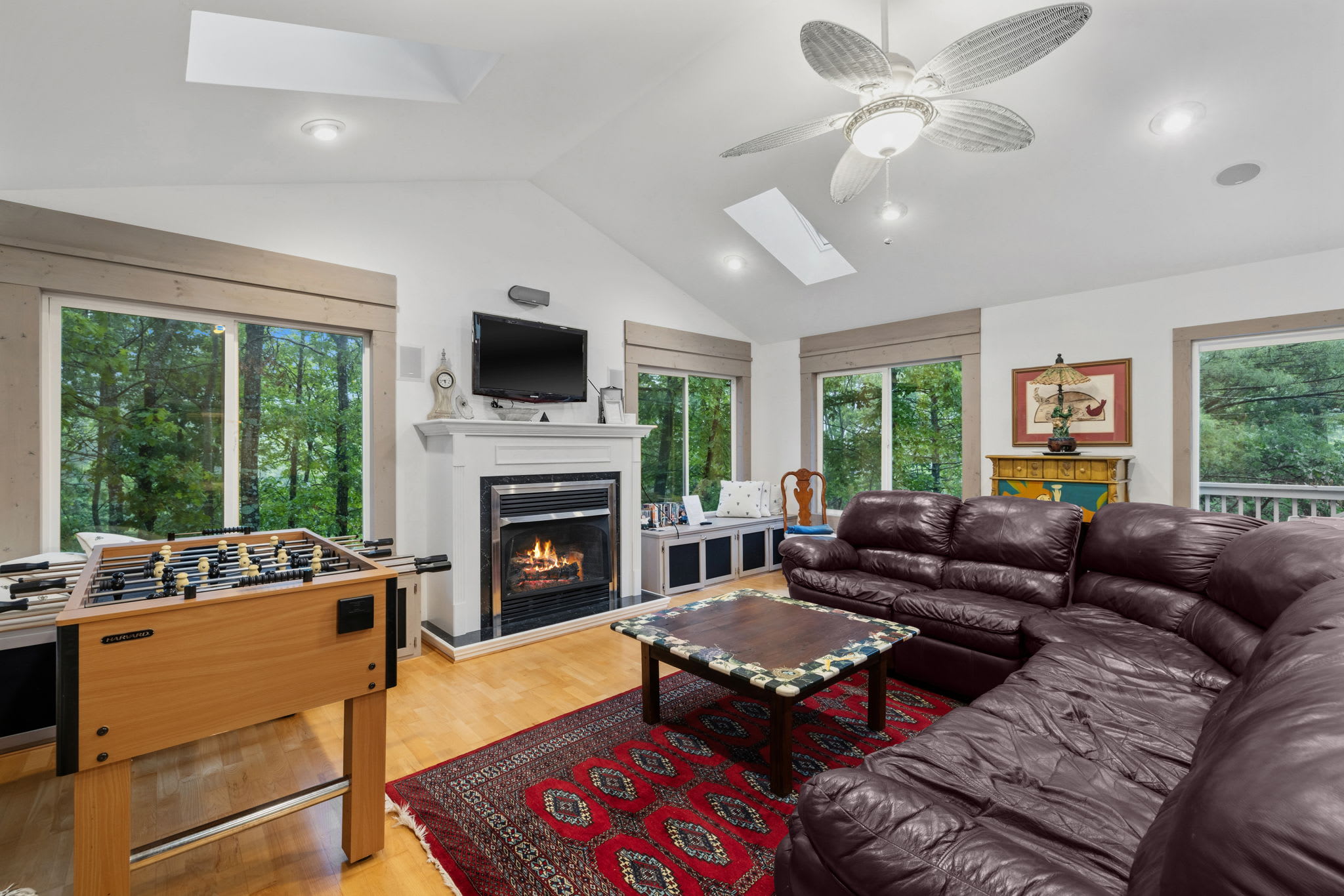 Whether you're looking to unwind or enjoy a little friendly competition, the cabin offers plenty of indoor entertainment options.