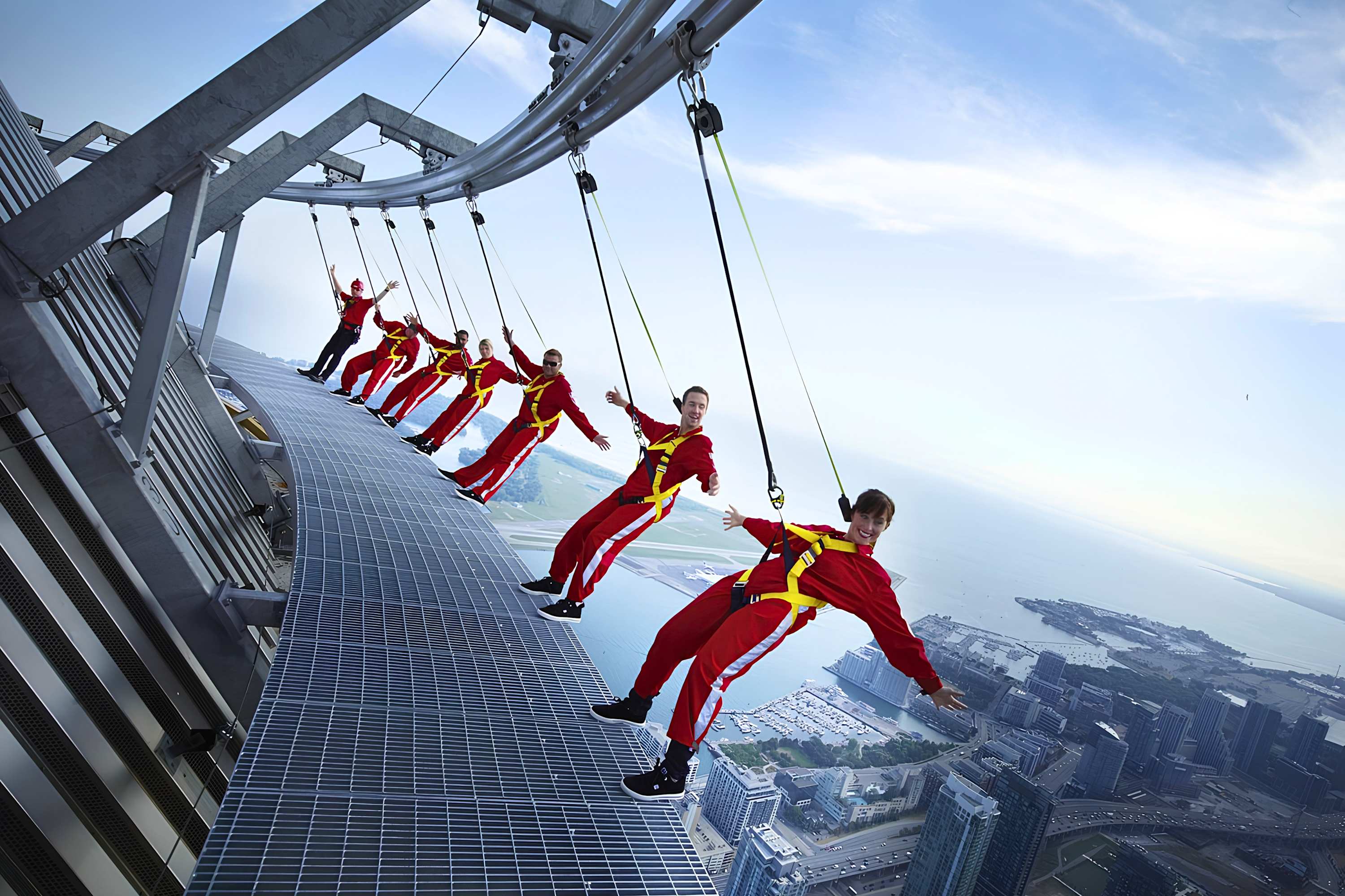 Thrilling EdgeWalk experience high above Toronto with hands free views around the CN Tower