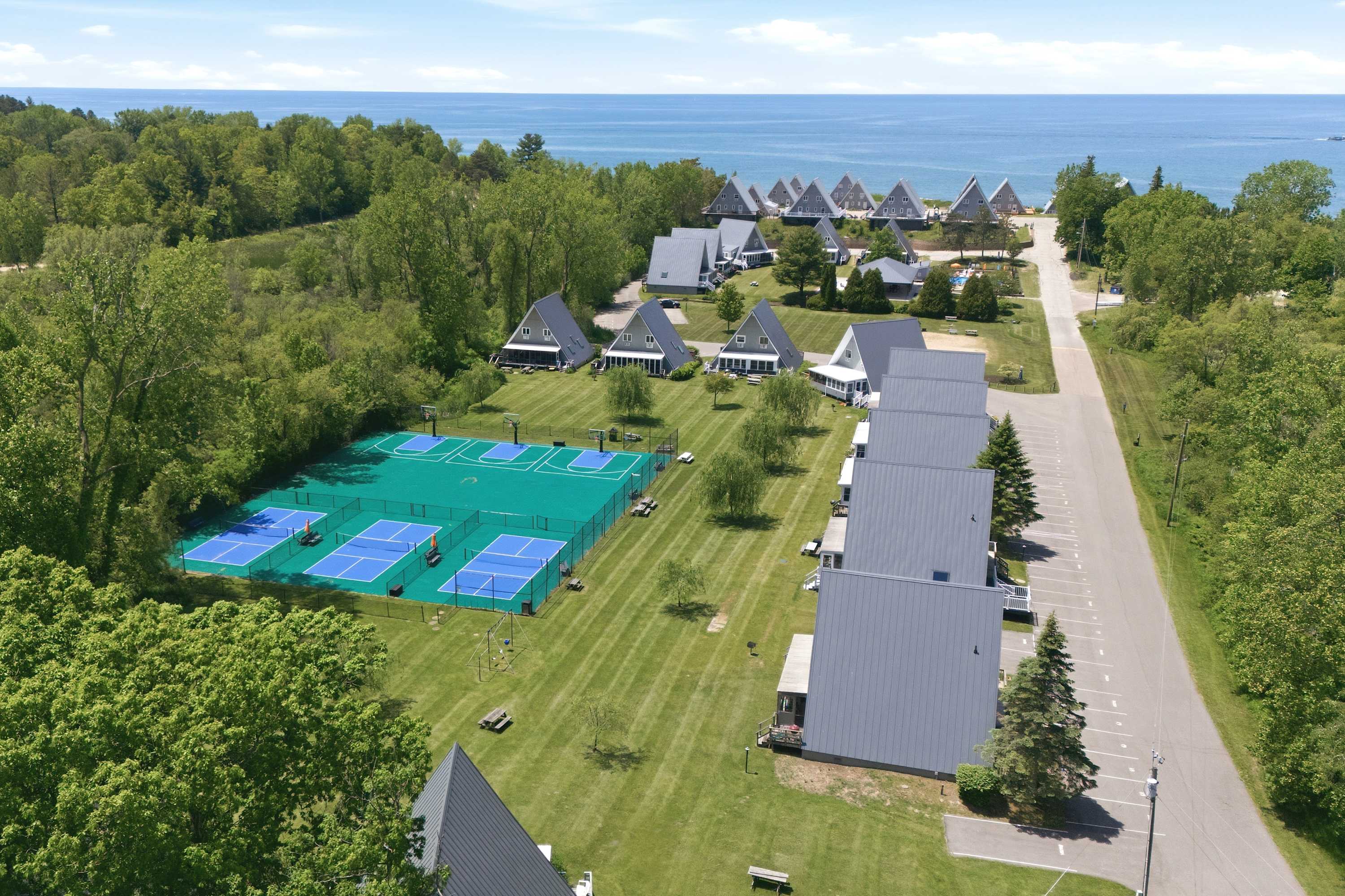 Stay active with pickleball, tennis and basketball on the Resort's courts.