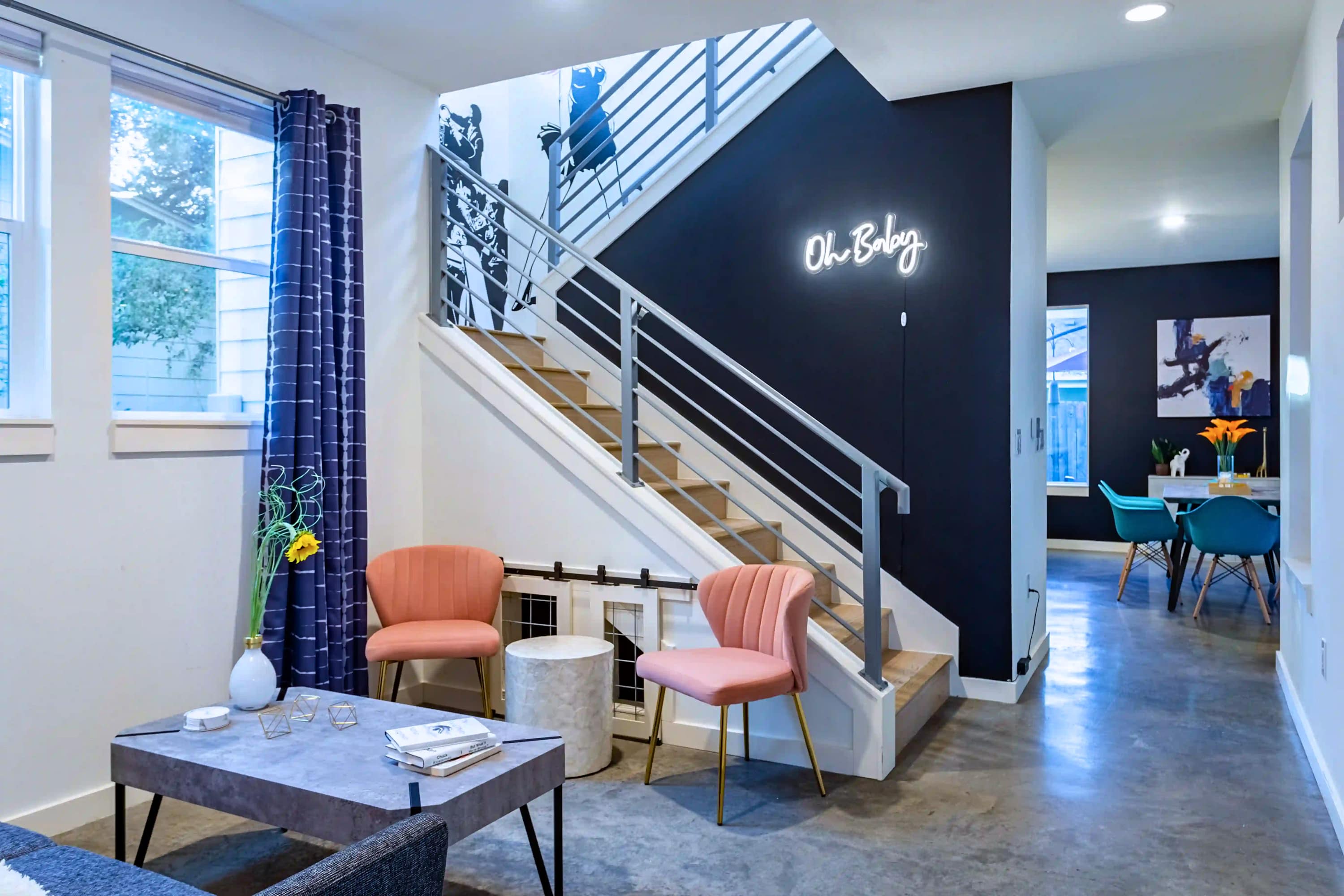 Extra lounge nooks are perfect for casual morning coffee and planning the day