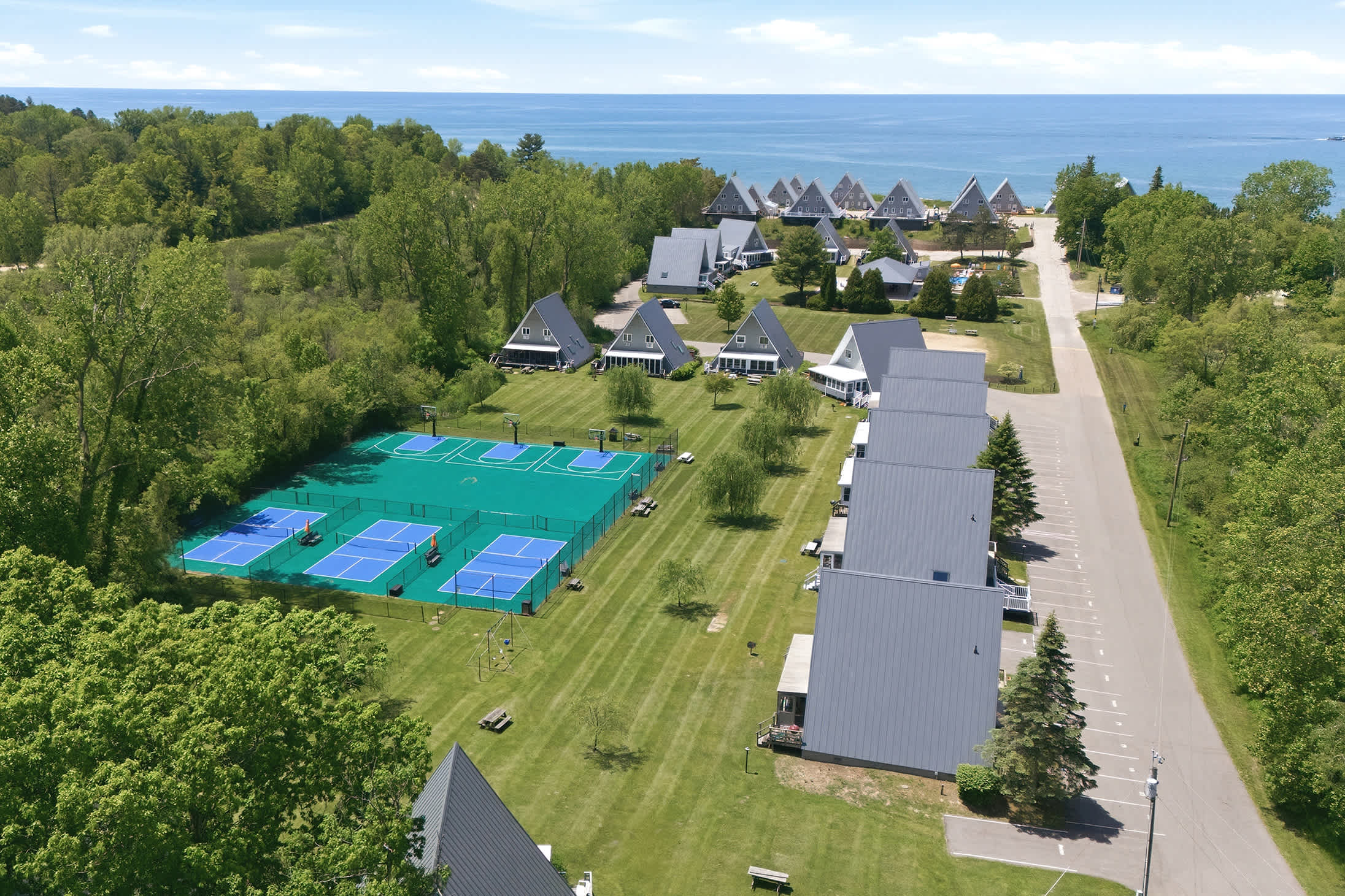 Stay active with pickleball, tennis and basketball on the Resort's courts.