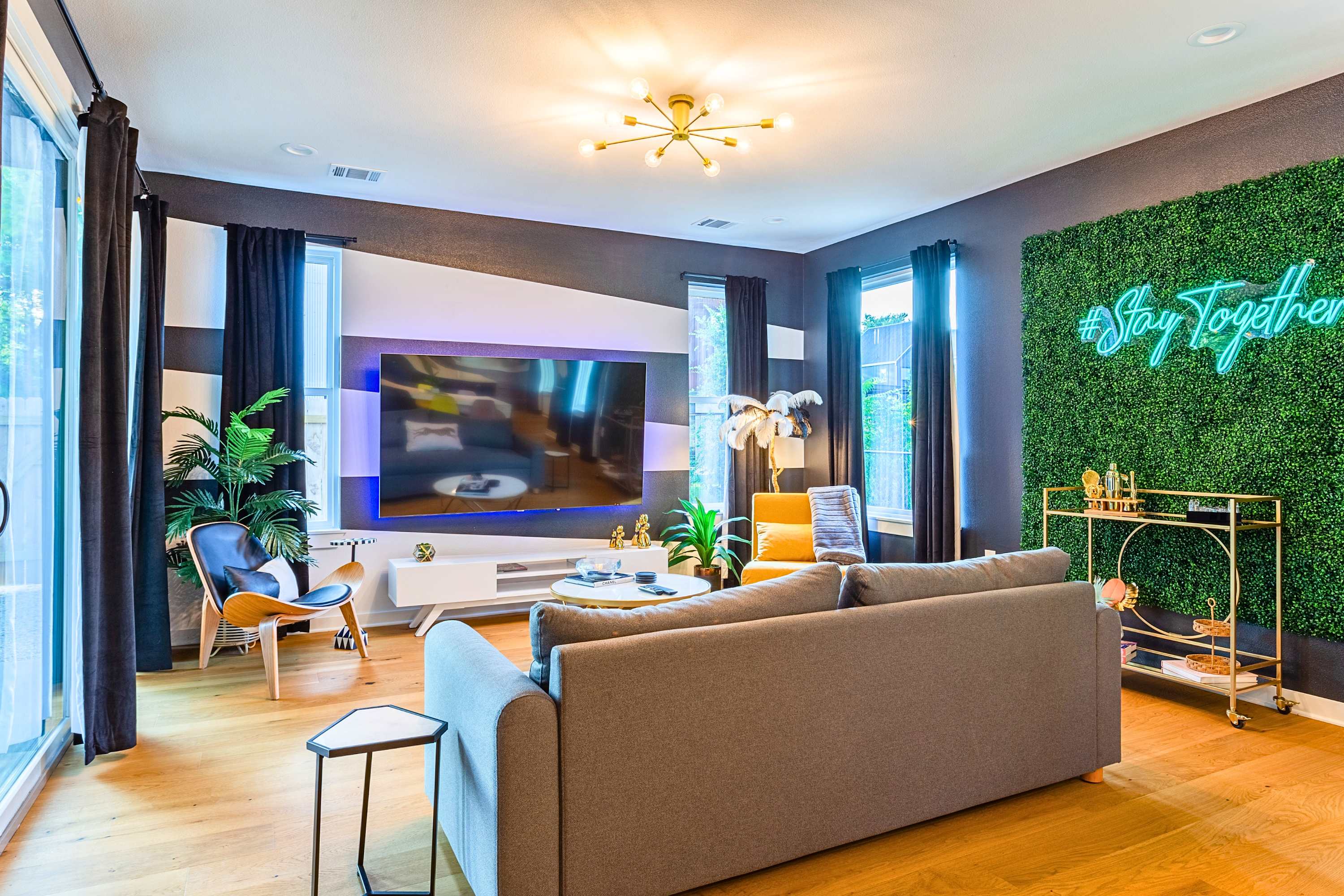 Kick back with your favorite shows in this stylish lounge space